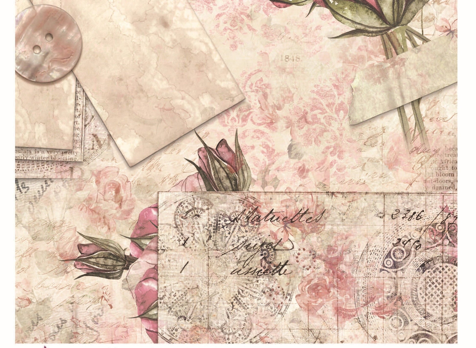 Red Vintage Decoupage - Decoupage Art - Large Size Rice Paper for Decoupage - Decoupage Crafts