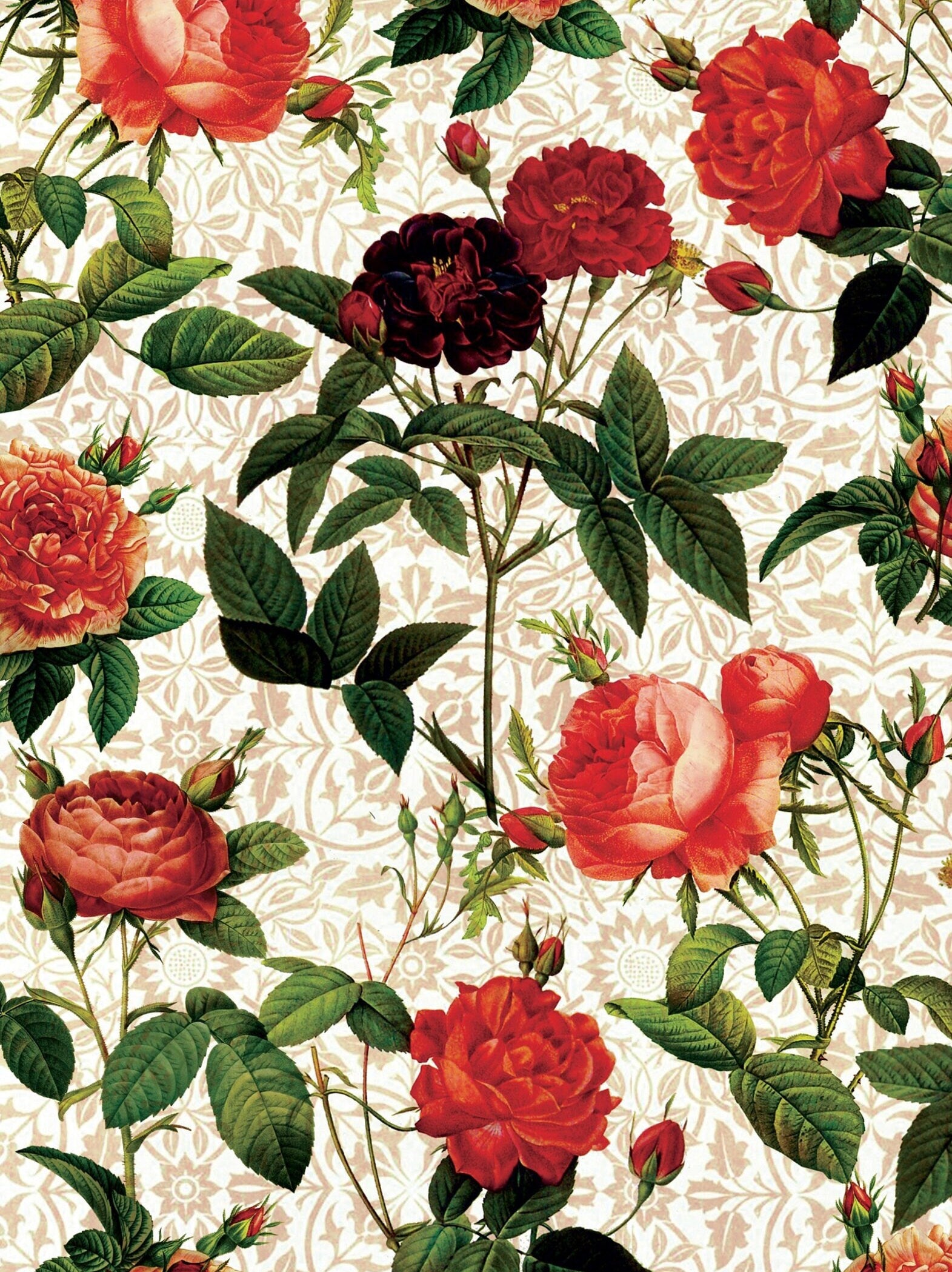 Red Roses Vintage Decoupage Paper - Decoupage Art - Large Size Rice Paper for Decoupage - A3 A2 A1