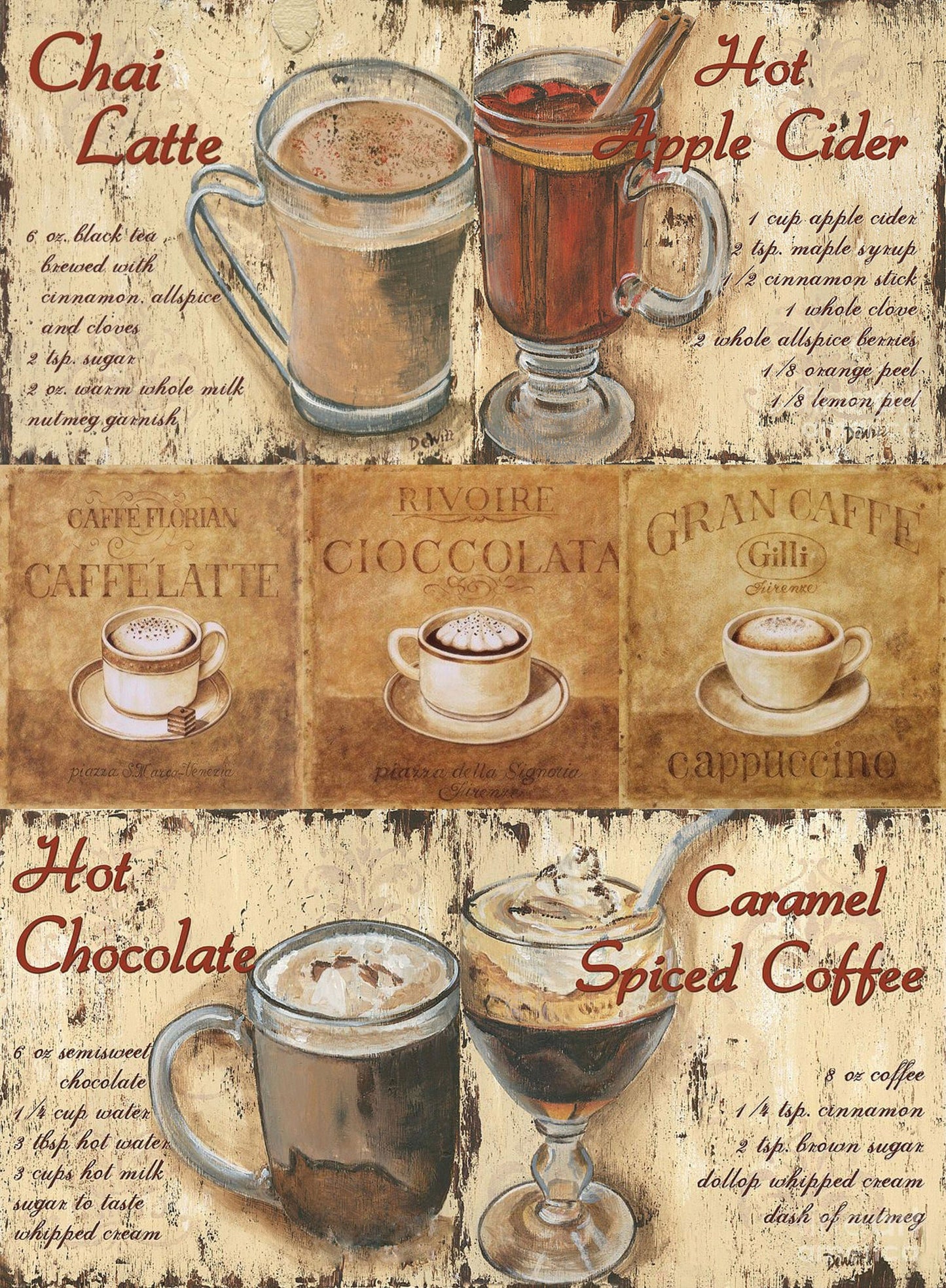 Coffee Vintage Decoupage Paper - Decoupage Art - Large Size Rice Paper for Decoupage - A3 A2 A1 A0
