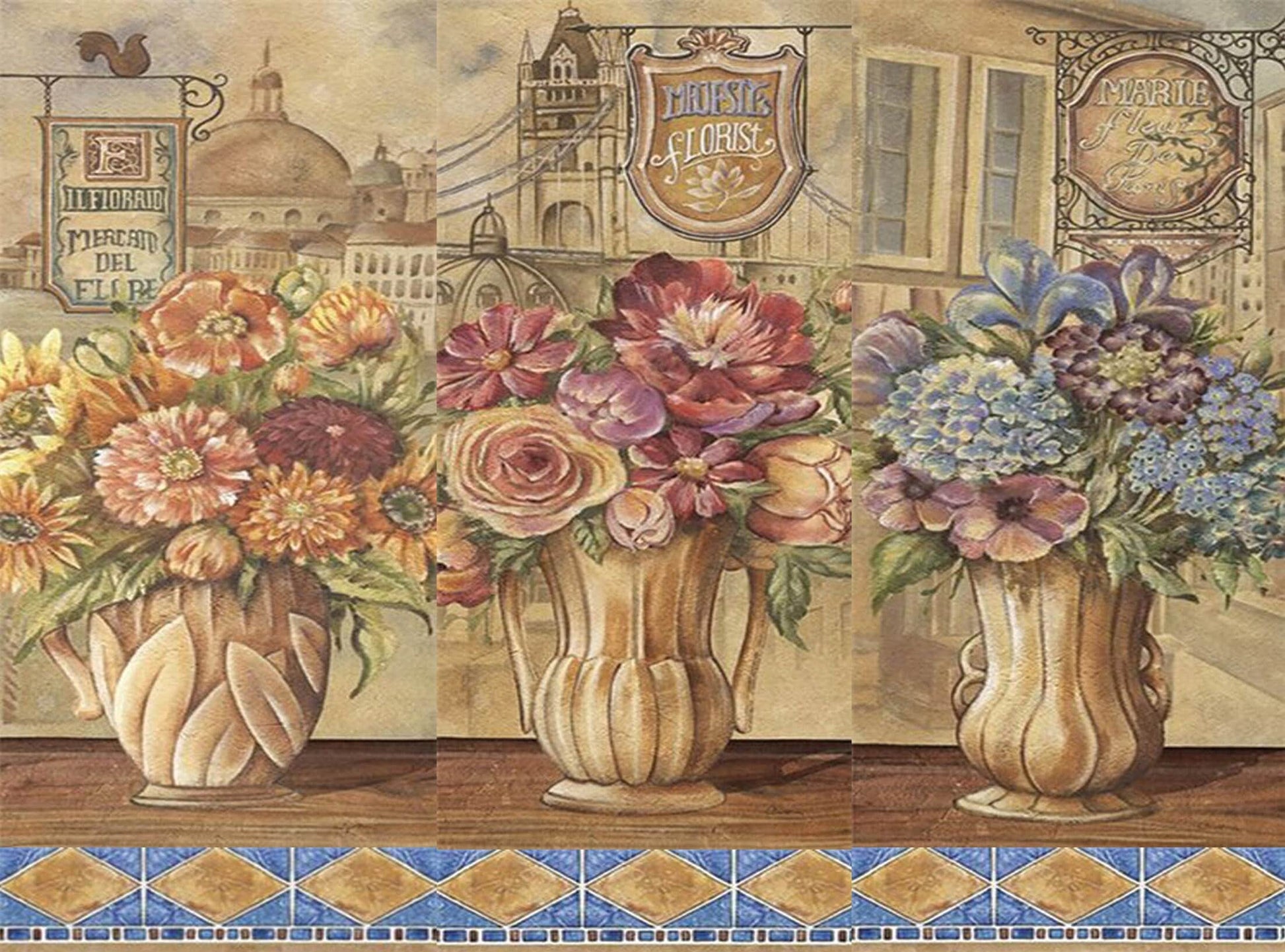 Flowers Vintage Decoupage Paper - Decoupage Art - Large Size Rice Paper for Decoupage - A3 A2 A1 A0