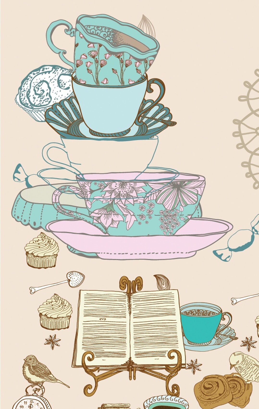 Tea Time Vintage Decoupage Paper - Decoupage Art - Large Size Rice Paper for Decoupage - A3 A2 A1 A0