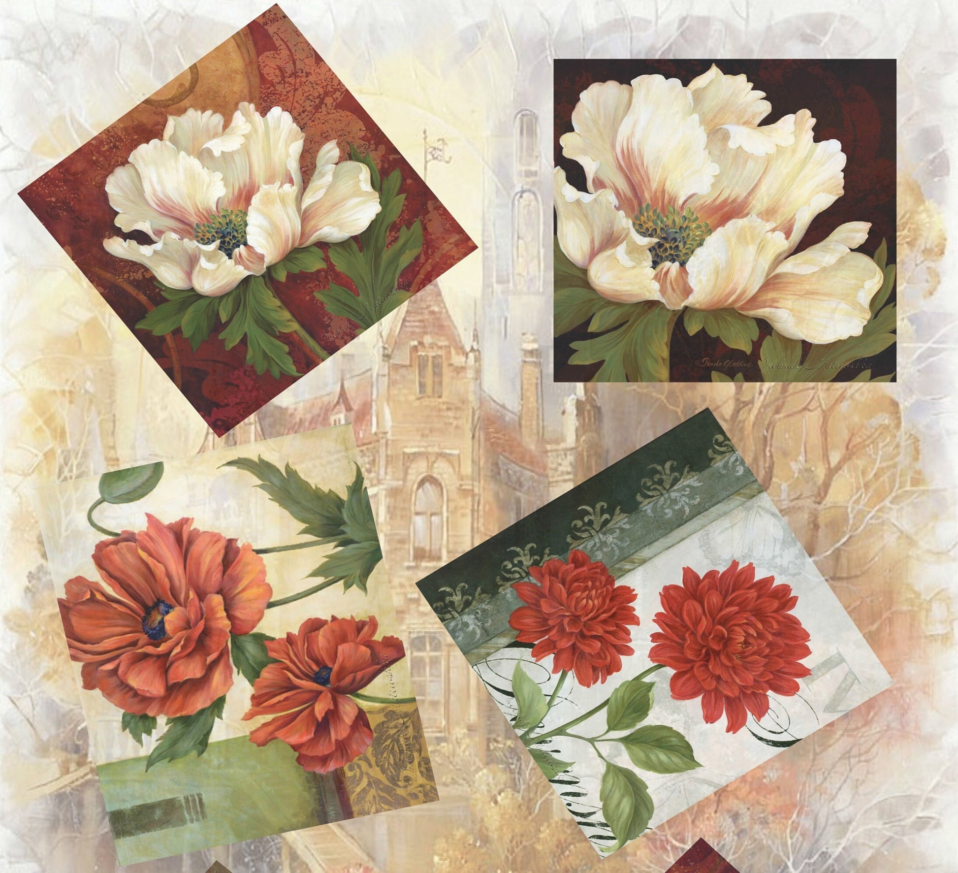 Flowers Vintage Decoupage Paper - Decoupage Art - Large Size Rice Paper for Decoupage - A3 A2 A1 A0