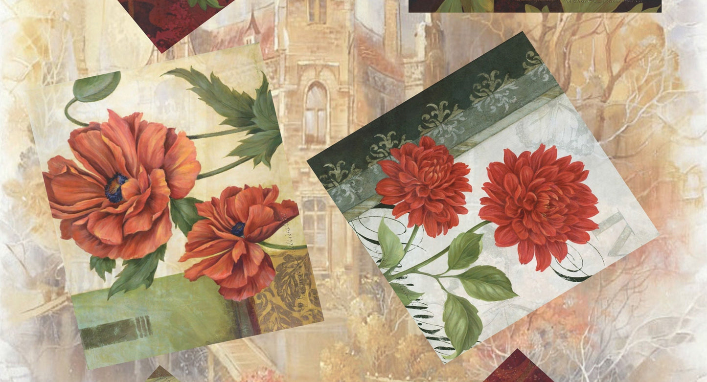 Flowers Vintage Decoupage Paper - Decoupage Art - Large Size Rice Paper for Decoupage - A3 A2 A1 A0