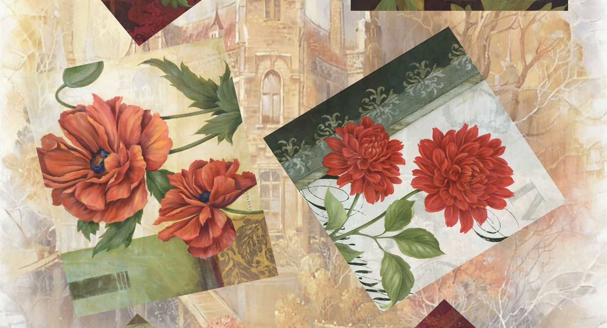 Flowers Vintage Decoupage Paper - Decoupage Art - Large Size Rice Paper for Decoupage - A3 A2 A1 A0