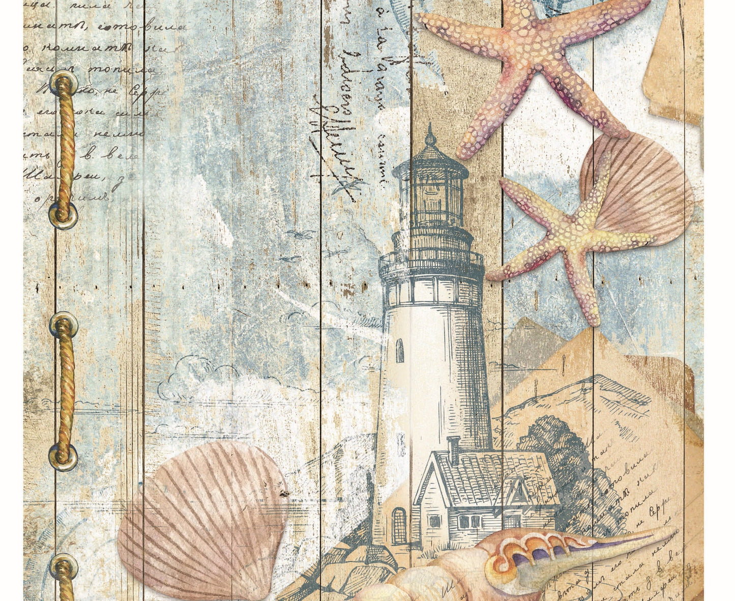 Lighthouse - Sea Star - Decorative Paper - Decoupage Art - Large Size Rice Paper for Decoupage - Decoupage Crafts
