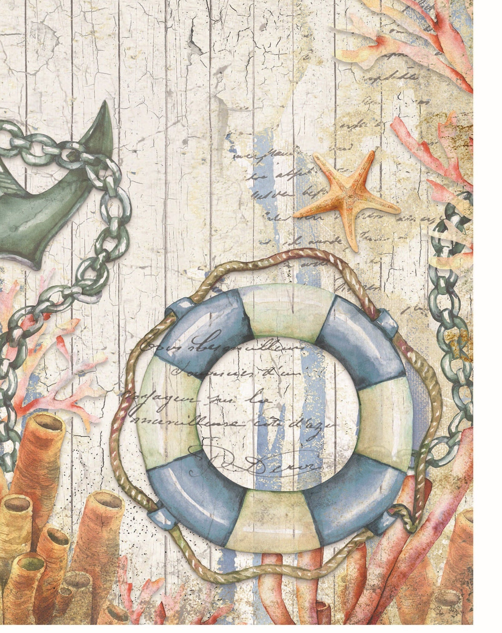 Anchor - Sea Life - Decorative Paper - Decoupage Art - Large Size Rice Paper for Decoupage - Decoupage Crafts