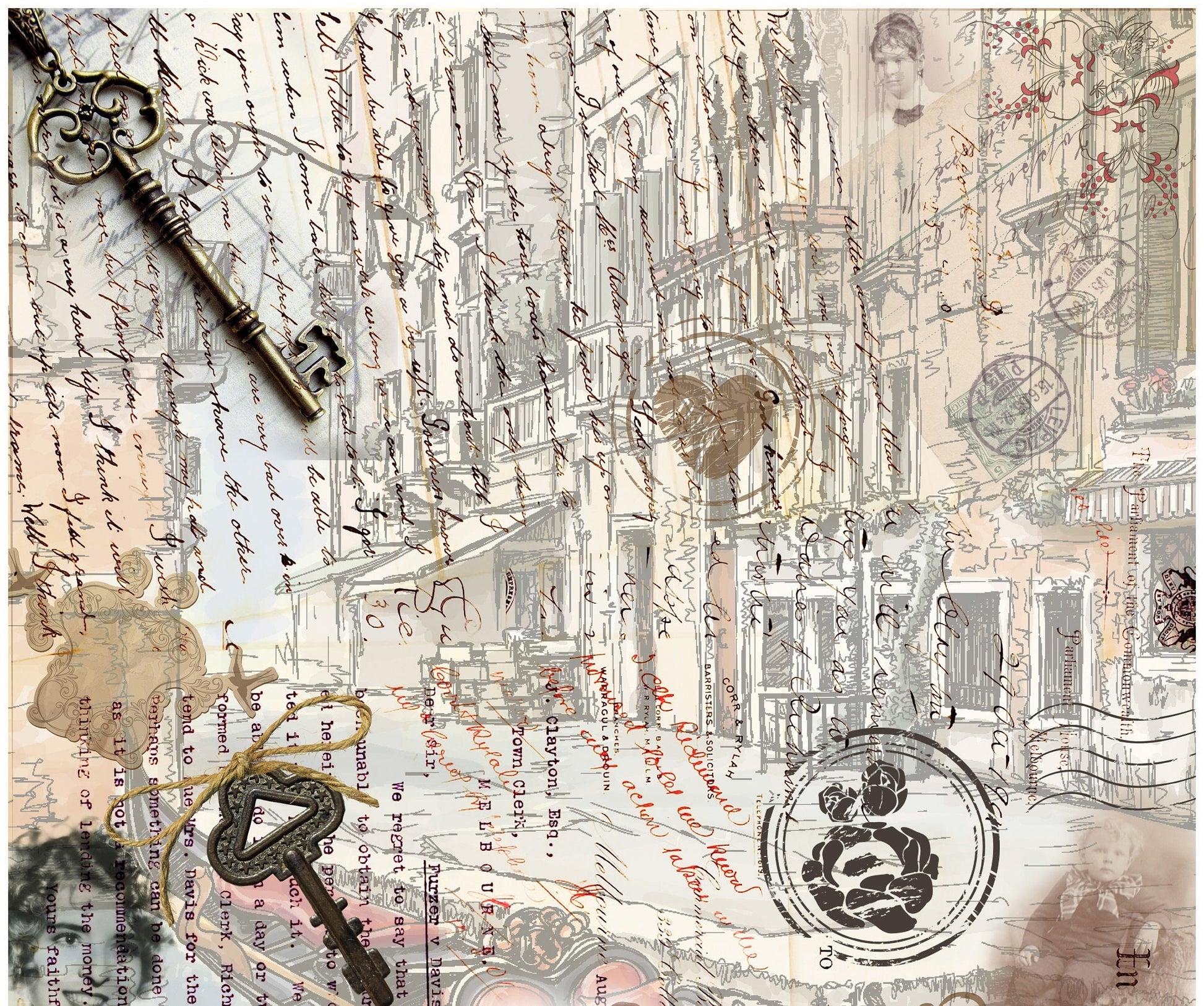 Words - Family - Keys Decoupage Paper - Decoupage Art - Large Size Rice Paper for Decoupage - A3 A2 A1 A0