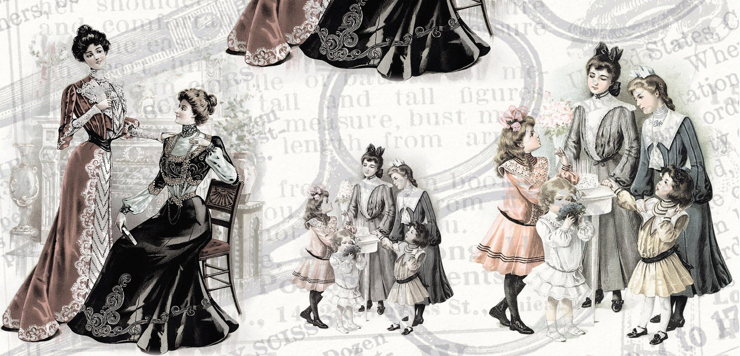 Victorian Family Decoupage Paper - Decoupage Art - Large Size Rice Paper for Decoupage - A3 A2 A1 A0