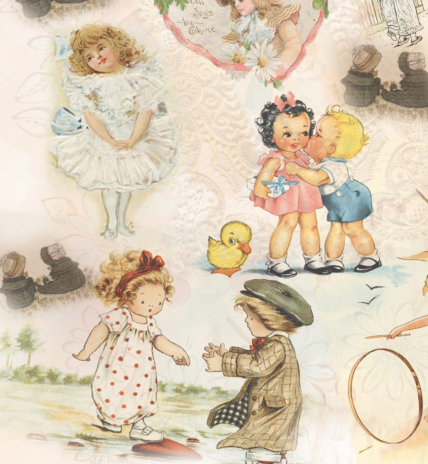 Happy Children Decoupage Paper - Decoupage Art - Large Size Rice Paper for Decoupage
