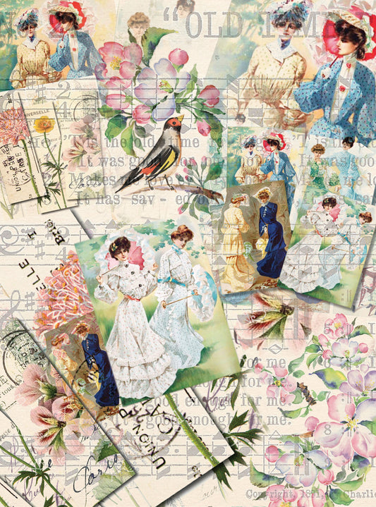 vintage rice paper prints