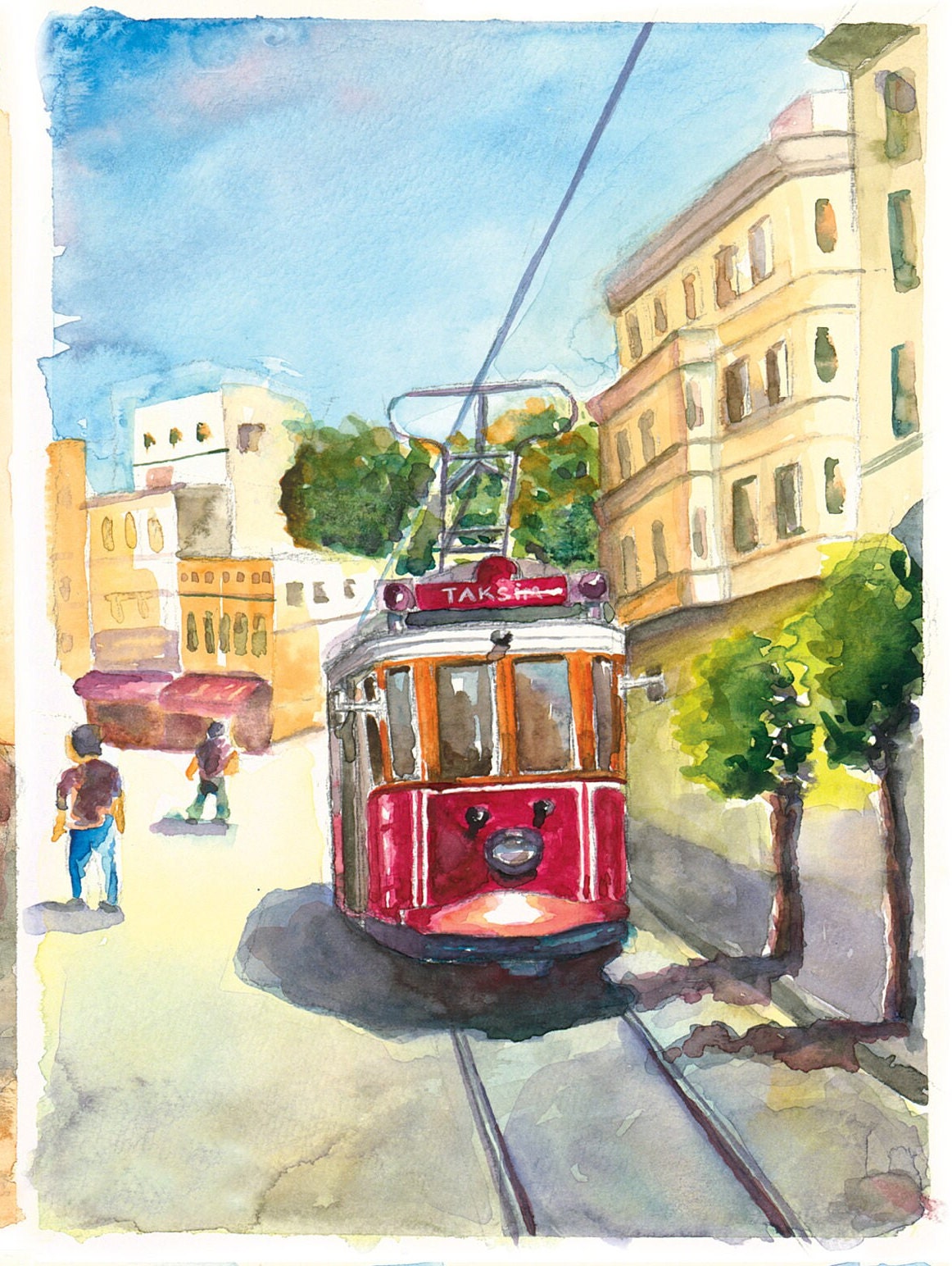 Istanbul Rumi Galata Watercolor Decoupage Paper - Decoupage Art - Large Size Rice Paper for Decoupage