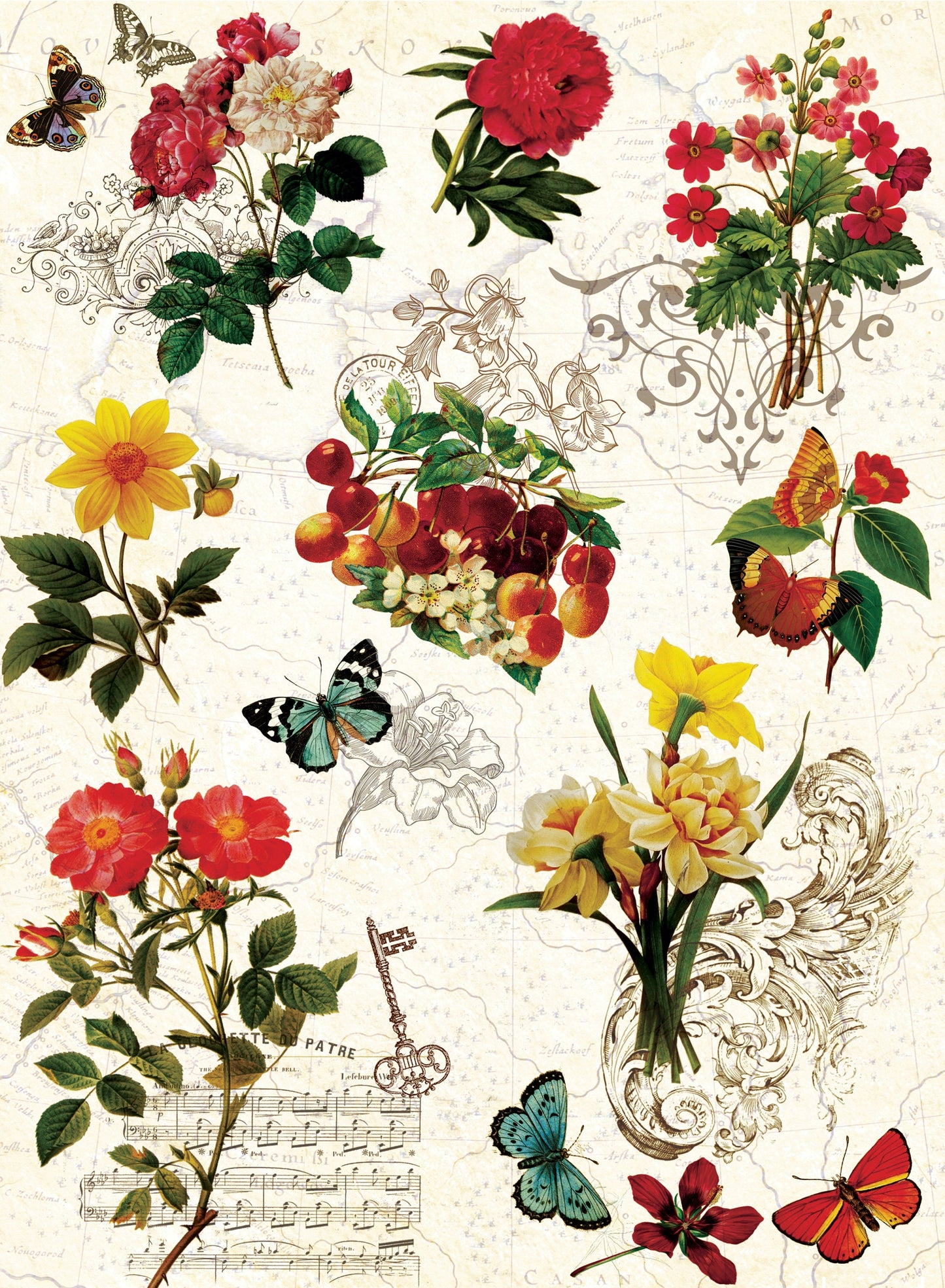 flower decoupage paper