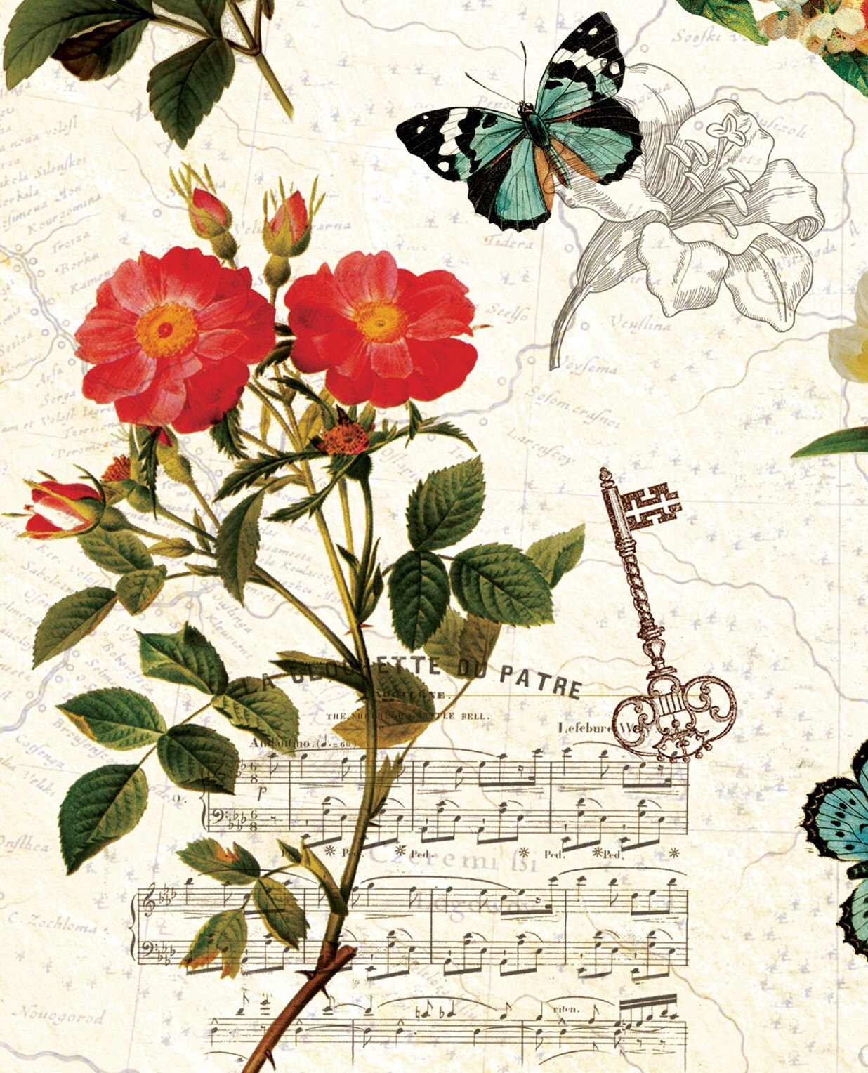 Spring Flowers Vintage Decoupage Paper - Decoupage Art - Large Size Rice Paper for Decoupage - A3 A2 A1