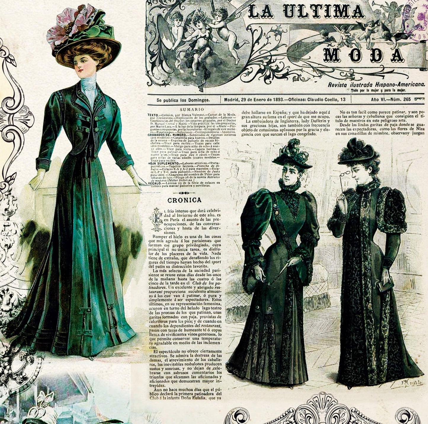 Ladies Vintage Decoupage Paper - Decoupage Art - Large Size Rice Paper for Decoupage - A3 A2 A1
