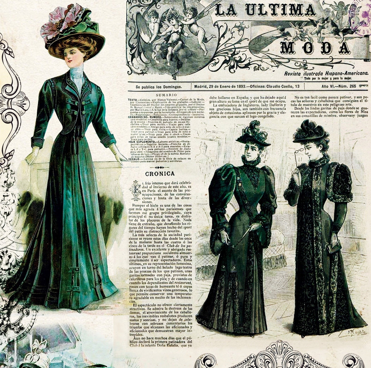 Ladies Vintage Decoupage Paper - Decoupage Art - Large Size Rice Paper for Decoupage - A3 A2 A1