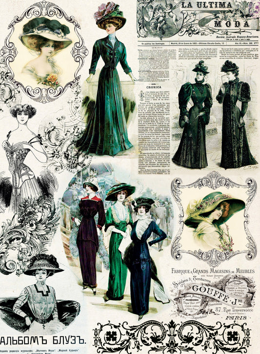 Ladies Vintage Decoupage Paper - Decoupage Art - Large Size Rice Paper for Decoupage - A3 A2 A1