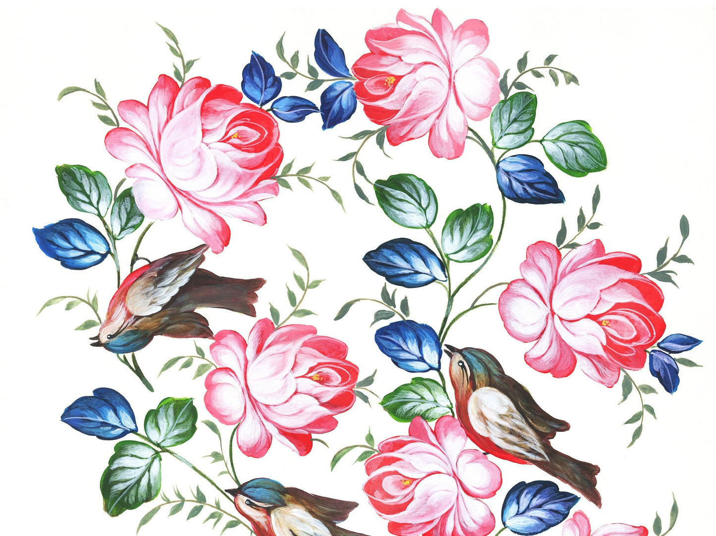 Birds & Flowers Decoupage Paper - Decoupage Art - Large Size Rice Paper for Decoupage