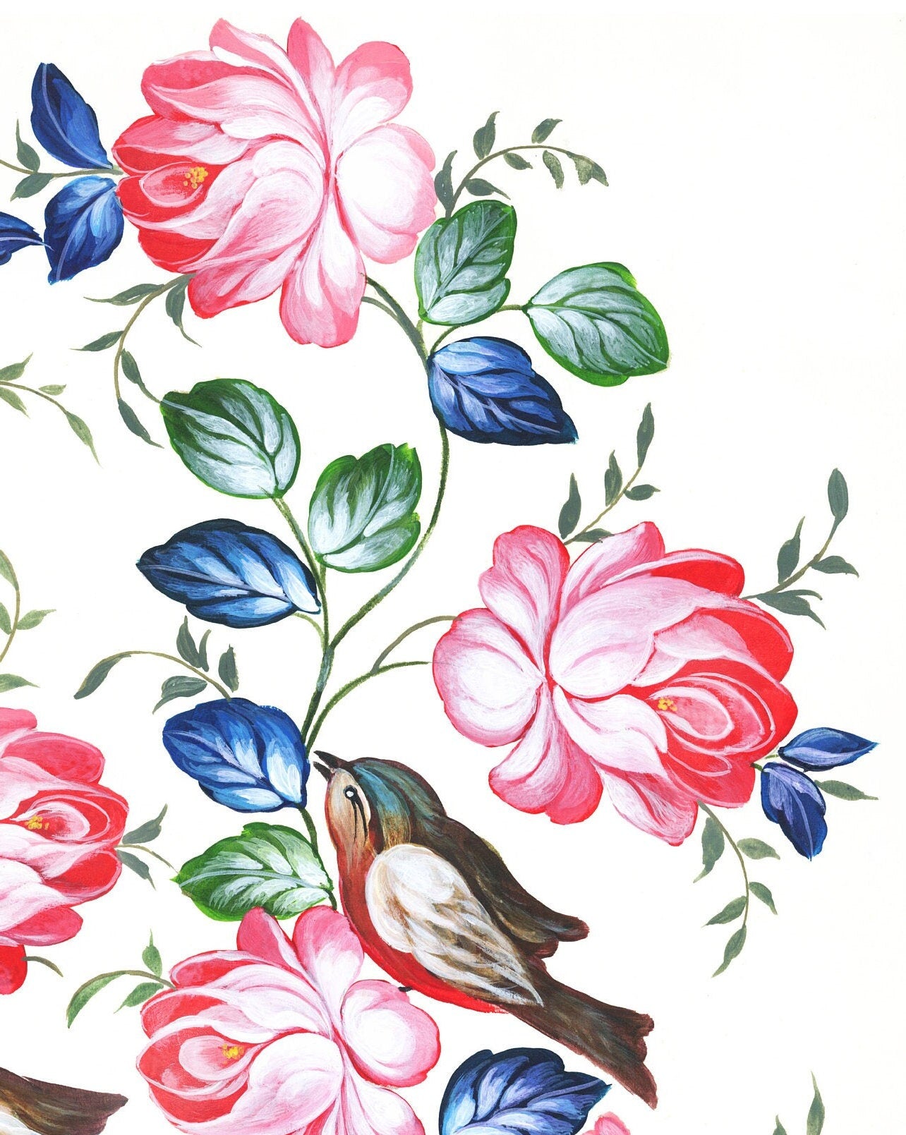 Birds & Flowers Decoupage Paper - Decoupage Art - Large Size Rice Paper for Decoupage
