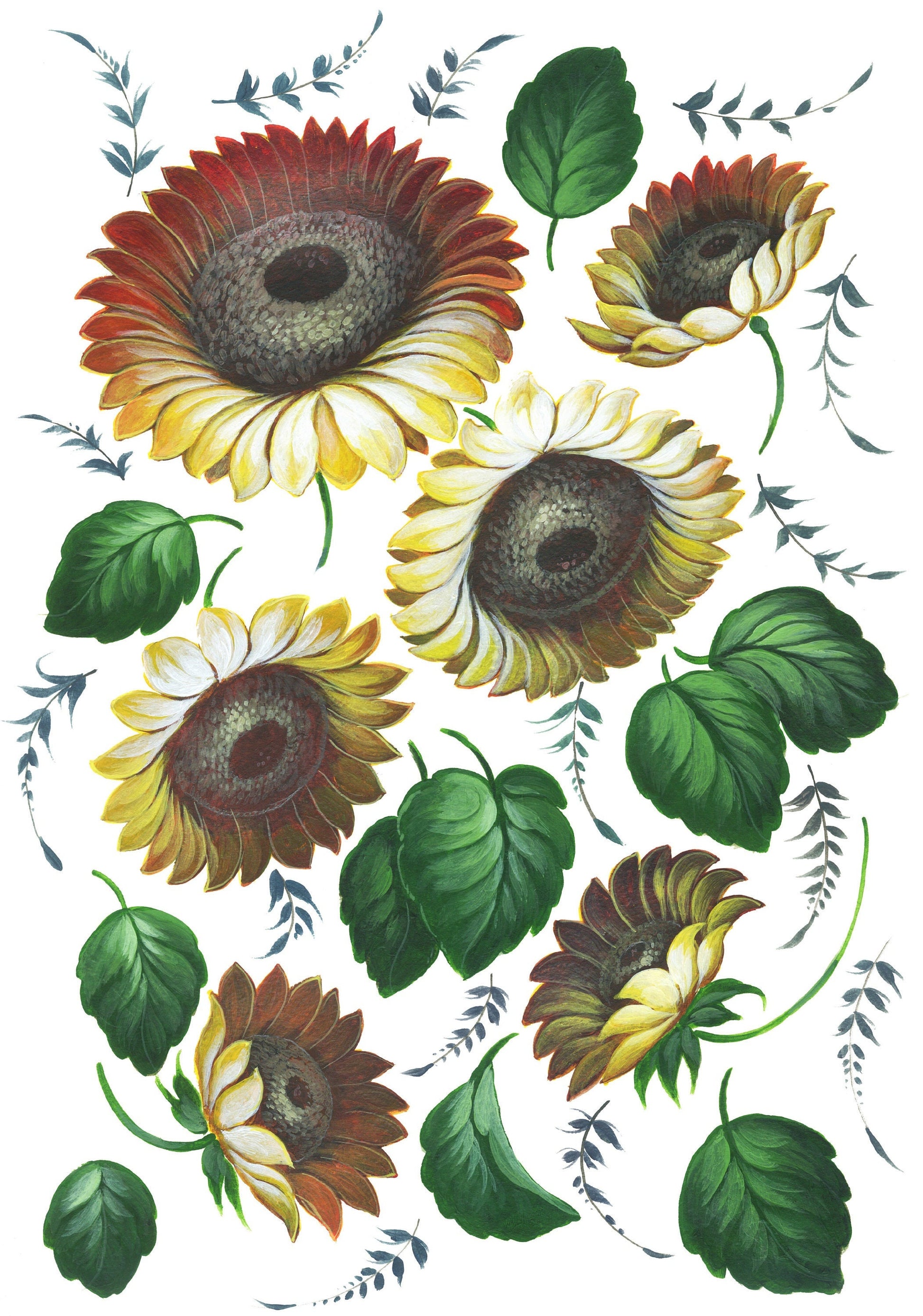 Large Decoupage Paper for Furniture - Decoupage Art - Rice Paper for Decoupage - Sunflower Floral Decoupage