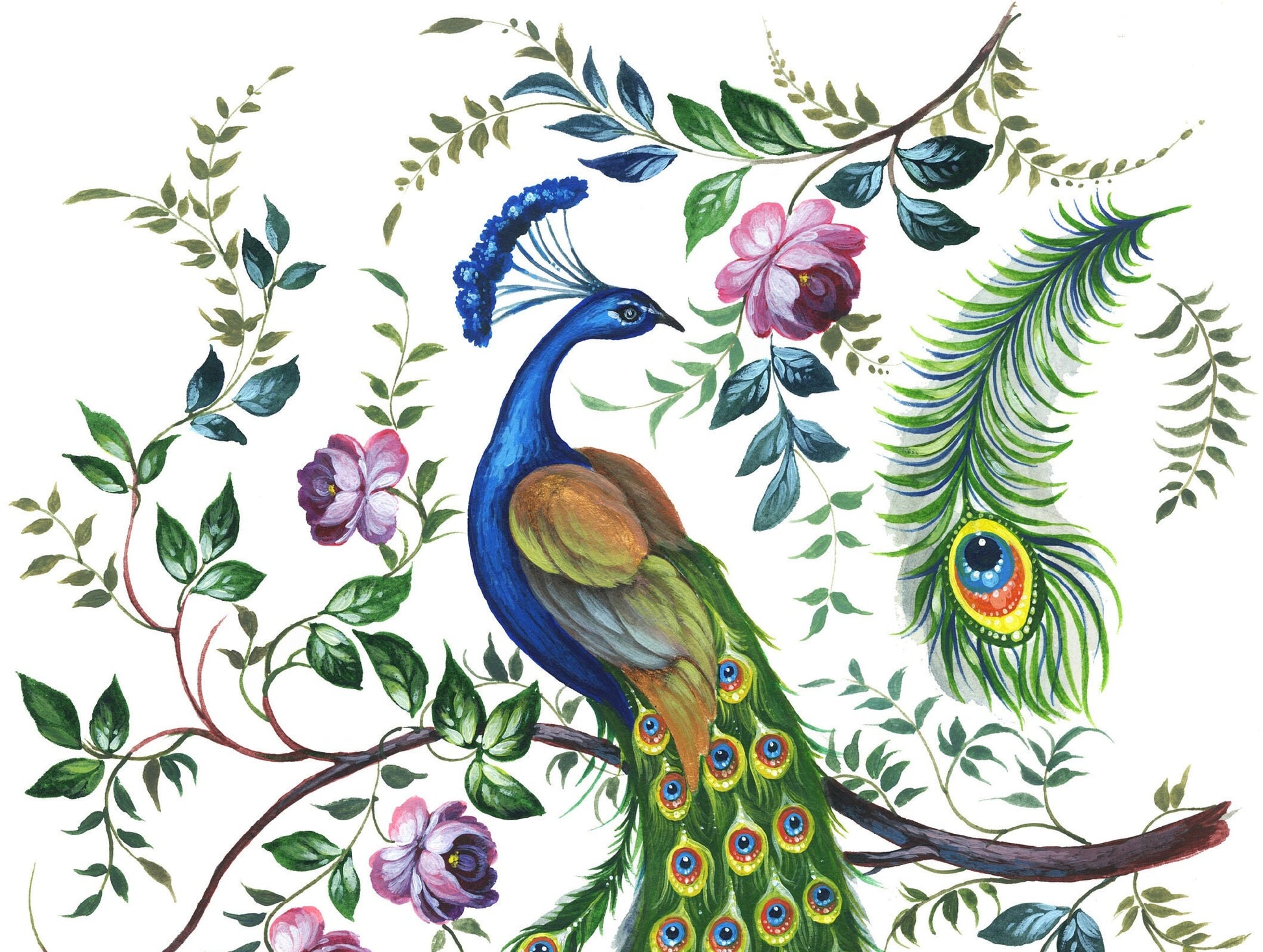 Large Decoupage Paper for Furniture - Decoupage Art - Rice Paper for Decoupage - Peacock Decoupage