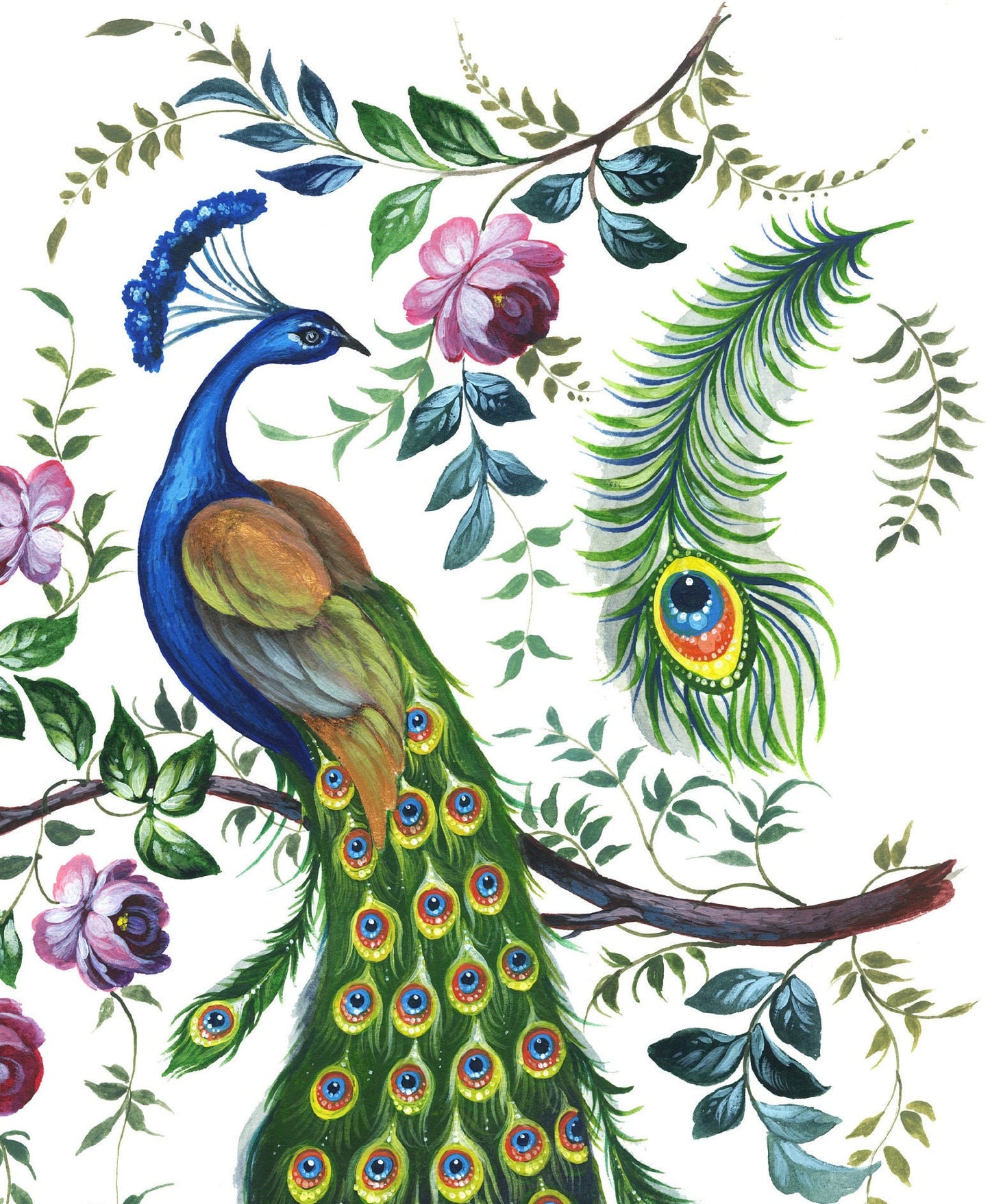 Large Decoupage Paper for Furniture - Decoupage Art - Rice Paper for Decoupage - Peacock Decoupage
