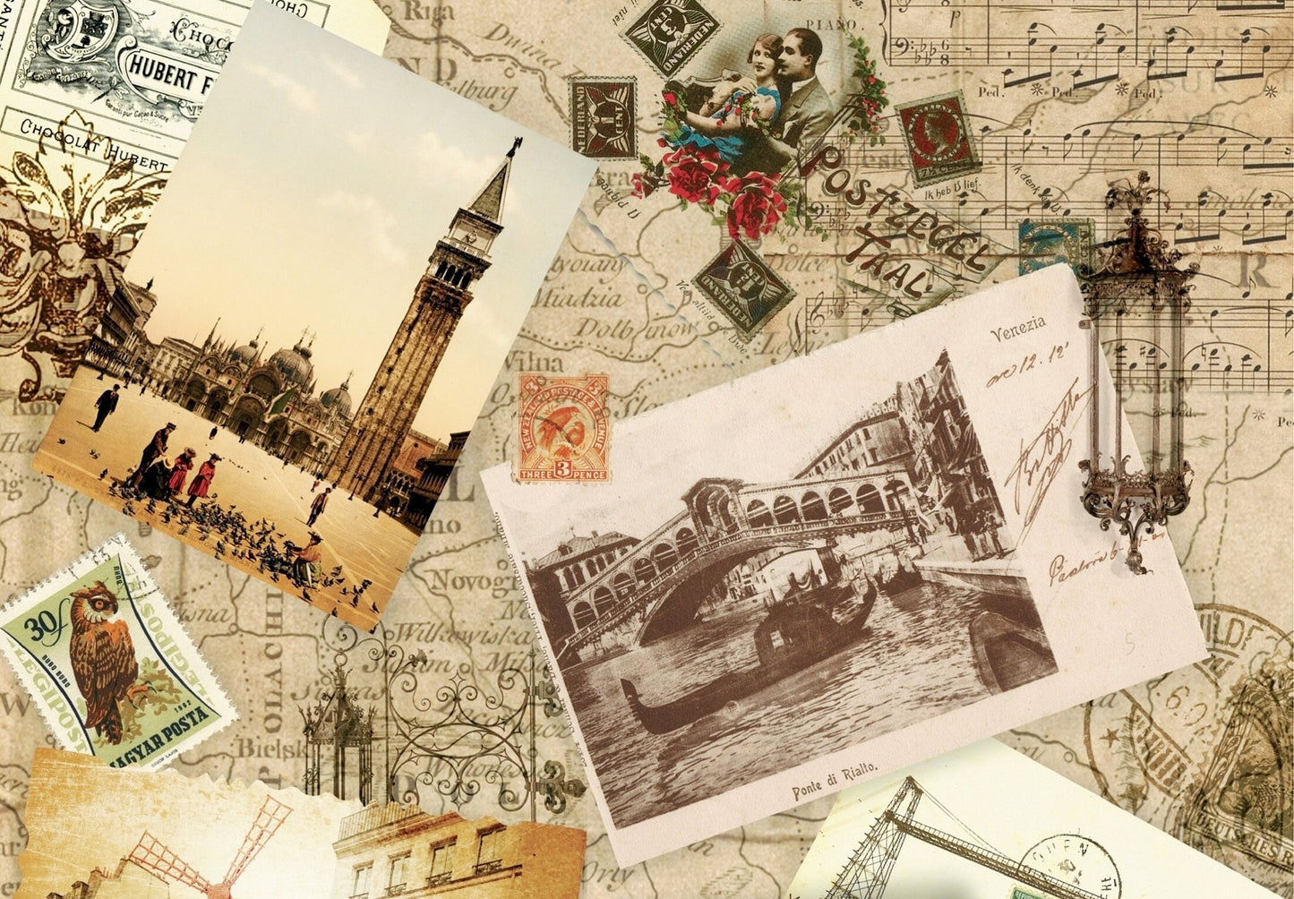 London Paris Vintage Decoupage Paper - Decoupage Art - Large Size Rice Paper for Decoupage - A3 A2 A1