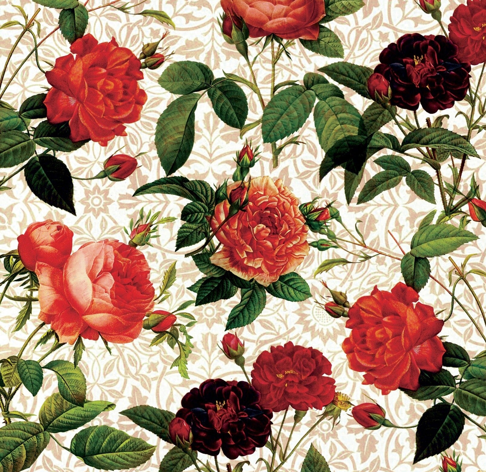 Red Roses Vintage Decoupage Paper - Decoupage Art - Large Size Rice Paper for Decoupage - A3 A2 A1