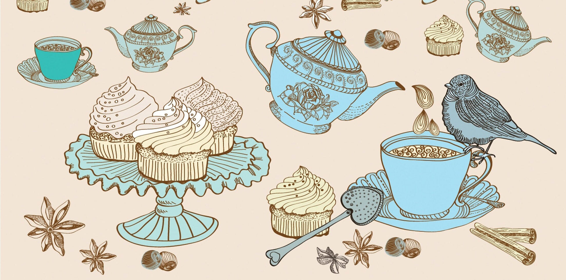 Tea Time Vintage Decoupage Paper - Decoupage Art - Large Size Rice Paper for Decoupage - A3 A2 A1 A0