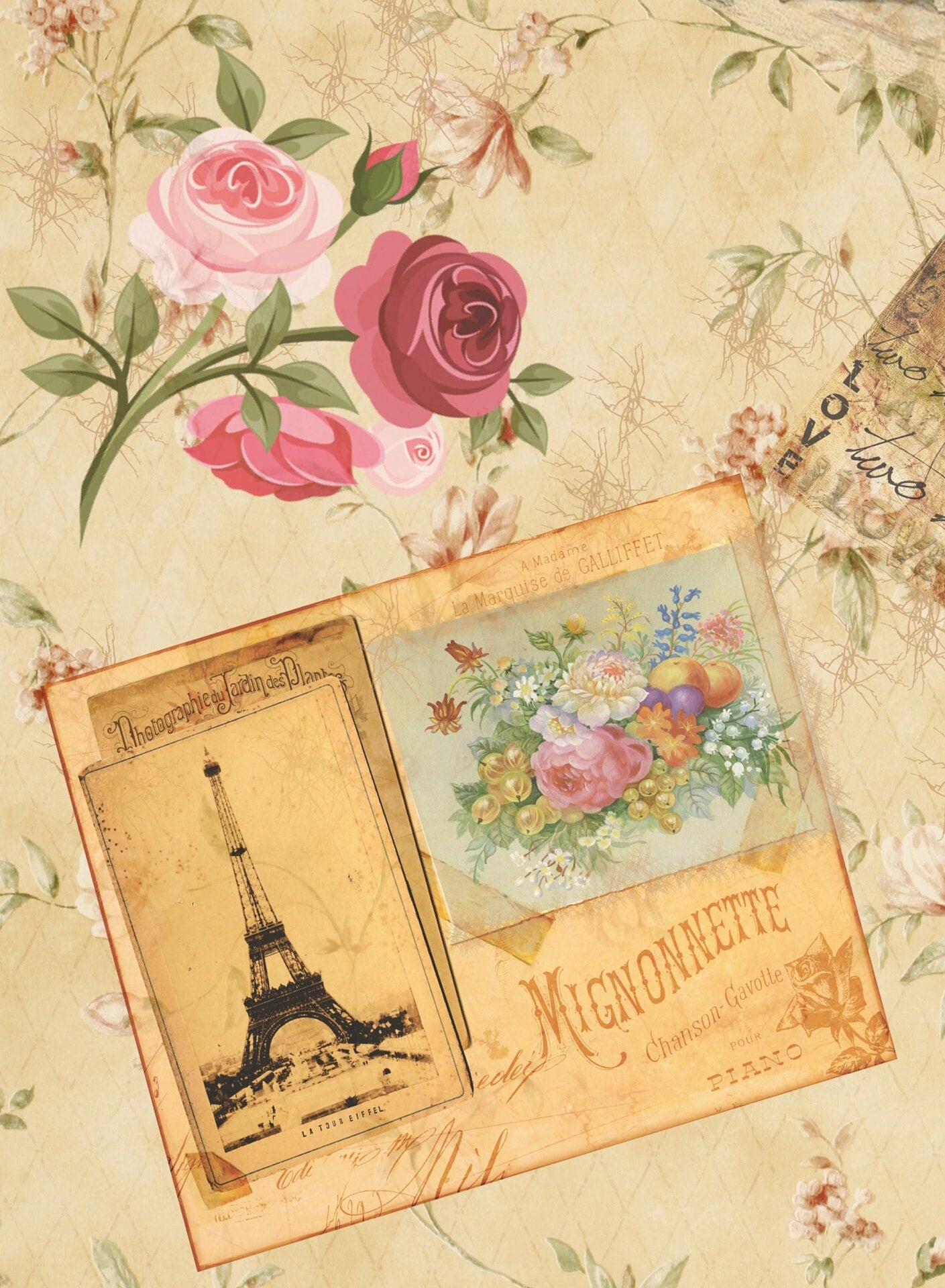 Vintage Decoupage Paper - Decoupage Art - Large Size Rice Paper for Decoupage - A3 A2 A1 A0
