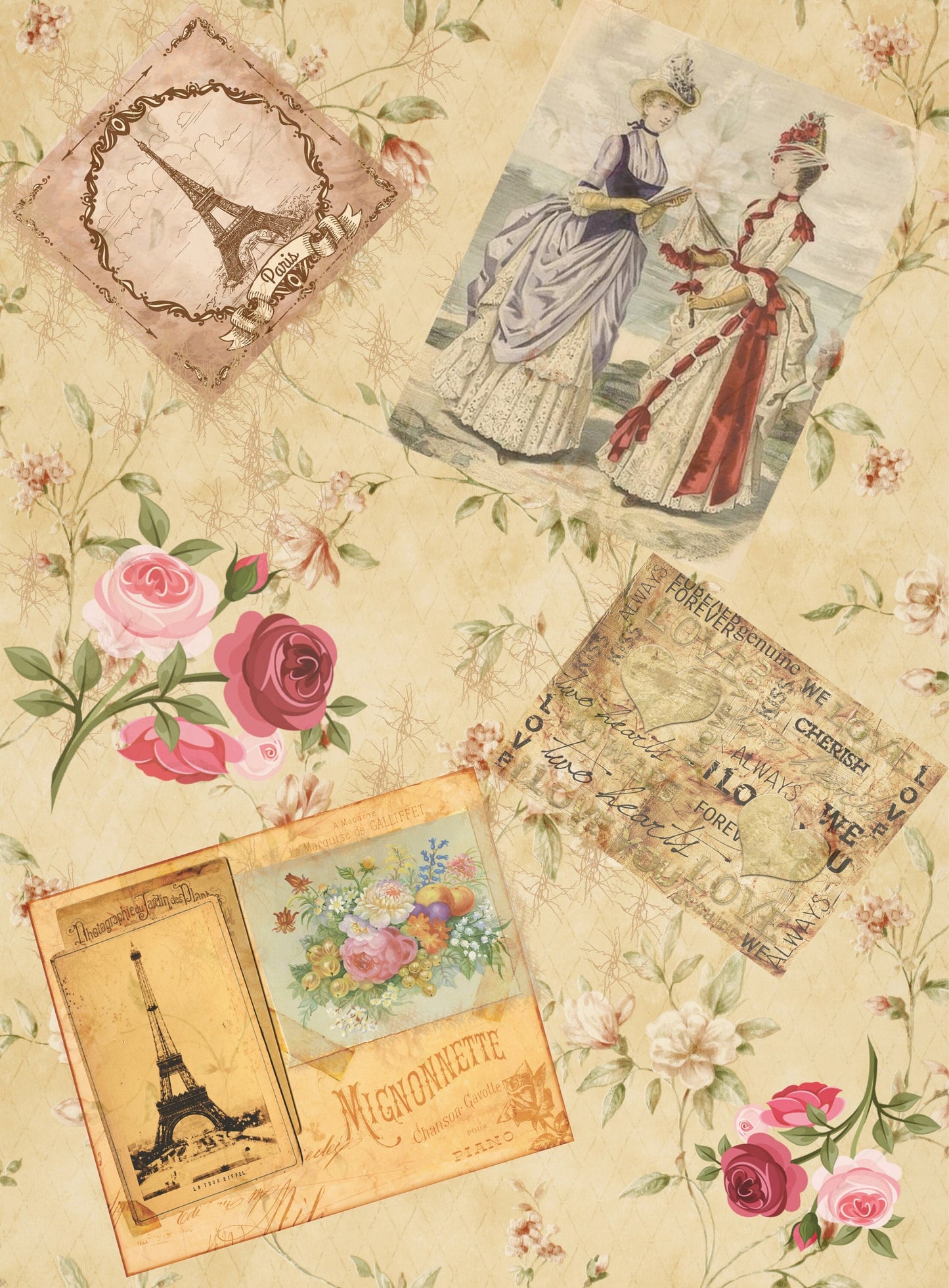 Vintage Decoupage Paper - Decoupage Art - Large Size Rice Paper for Decoupage - A3 A2 A1 A0