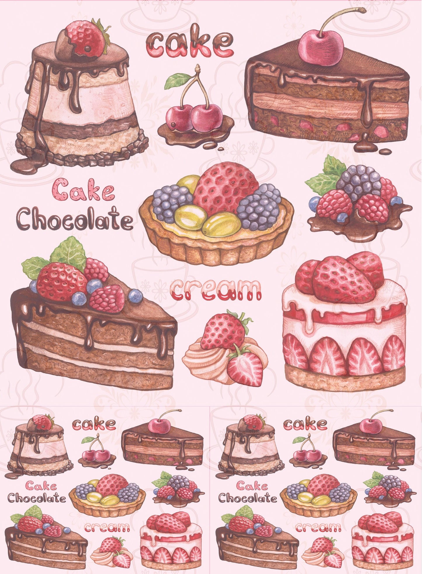 Cake Vintage Decoupage Paper - Decoupage Art - Large Size Rice Paper for Decoupage - A3 A2 A1 A0