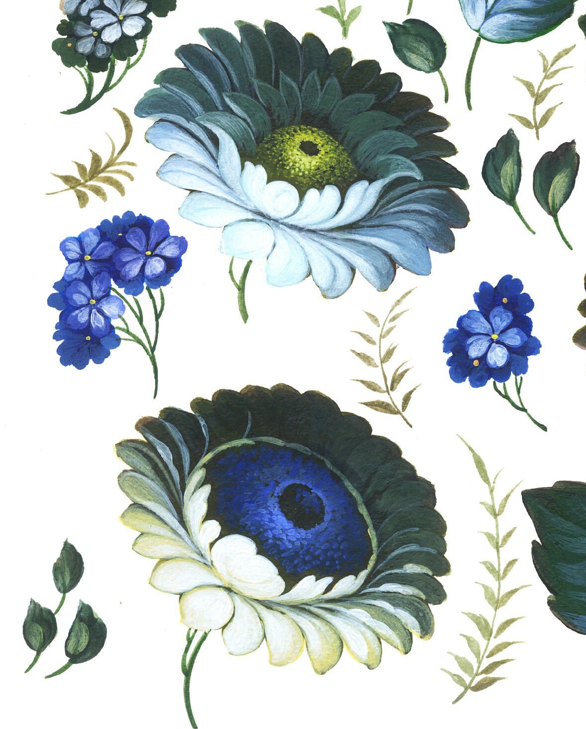 Large Decoupage Paper for Furniture - Decoupage Art - Rice Paper for Decoupage - Blue & Green Flowers Decoupage