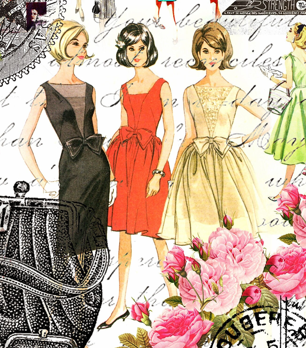Large Decoupage Paper for Furniture - Decoupage Art - Rice Paper for Decoupage - Vintage Ladies