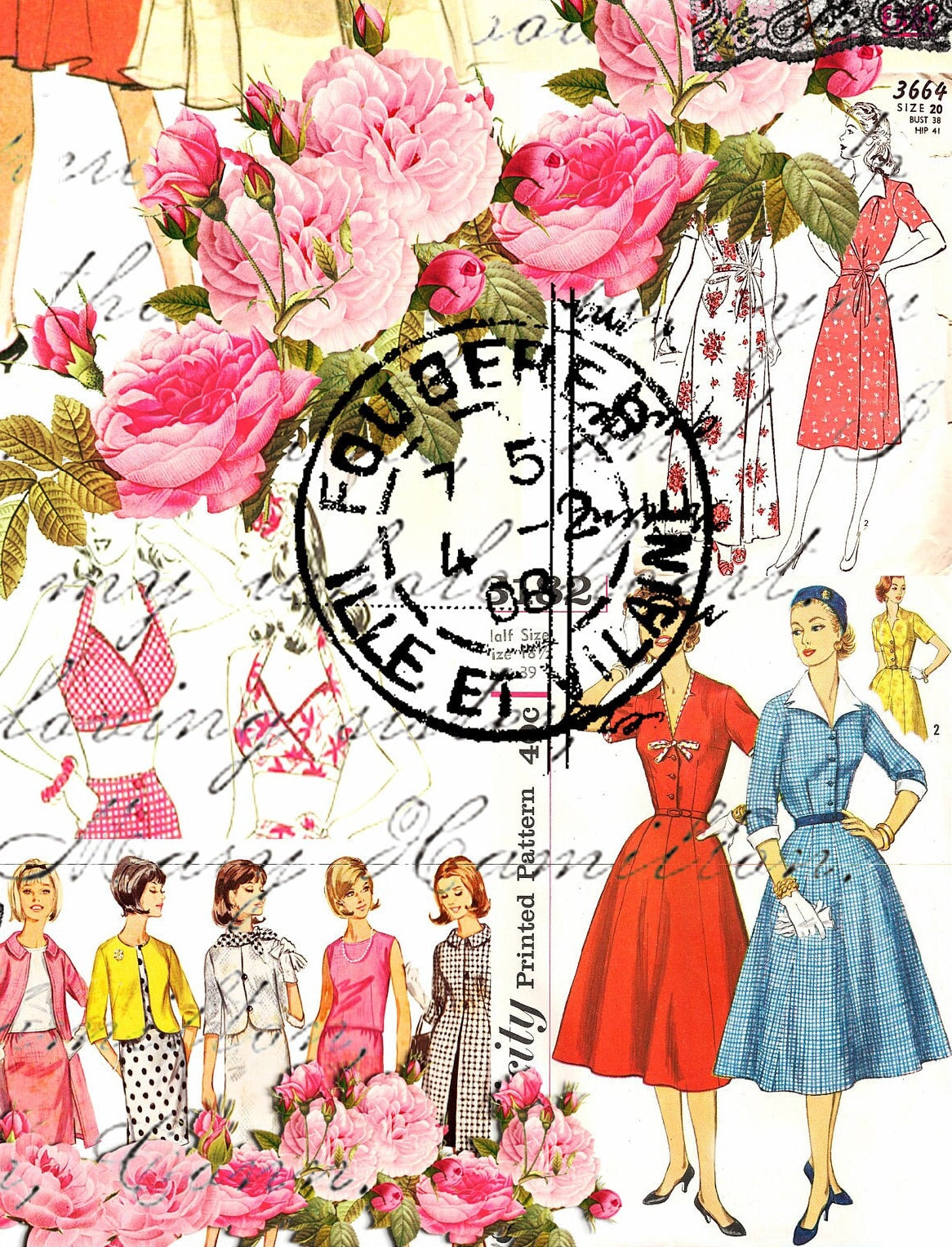 Large Decoupage Paper for Furniture - Decoupage Art - Rice Paper for Decoupage - Vintage Ladies
