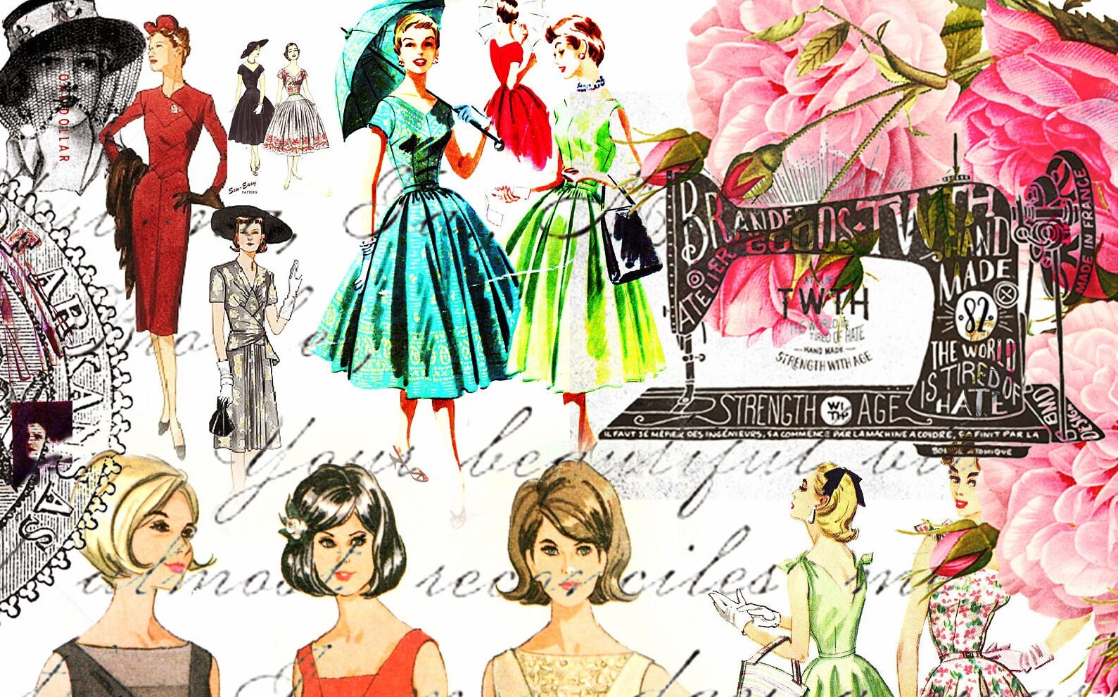 Large Decoupage Paper for Furniture - Decoupage Art - Rice Paper for Decoupage - Vintage Ladies