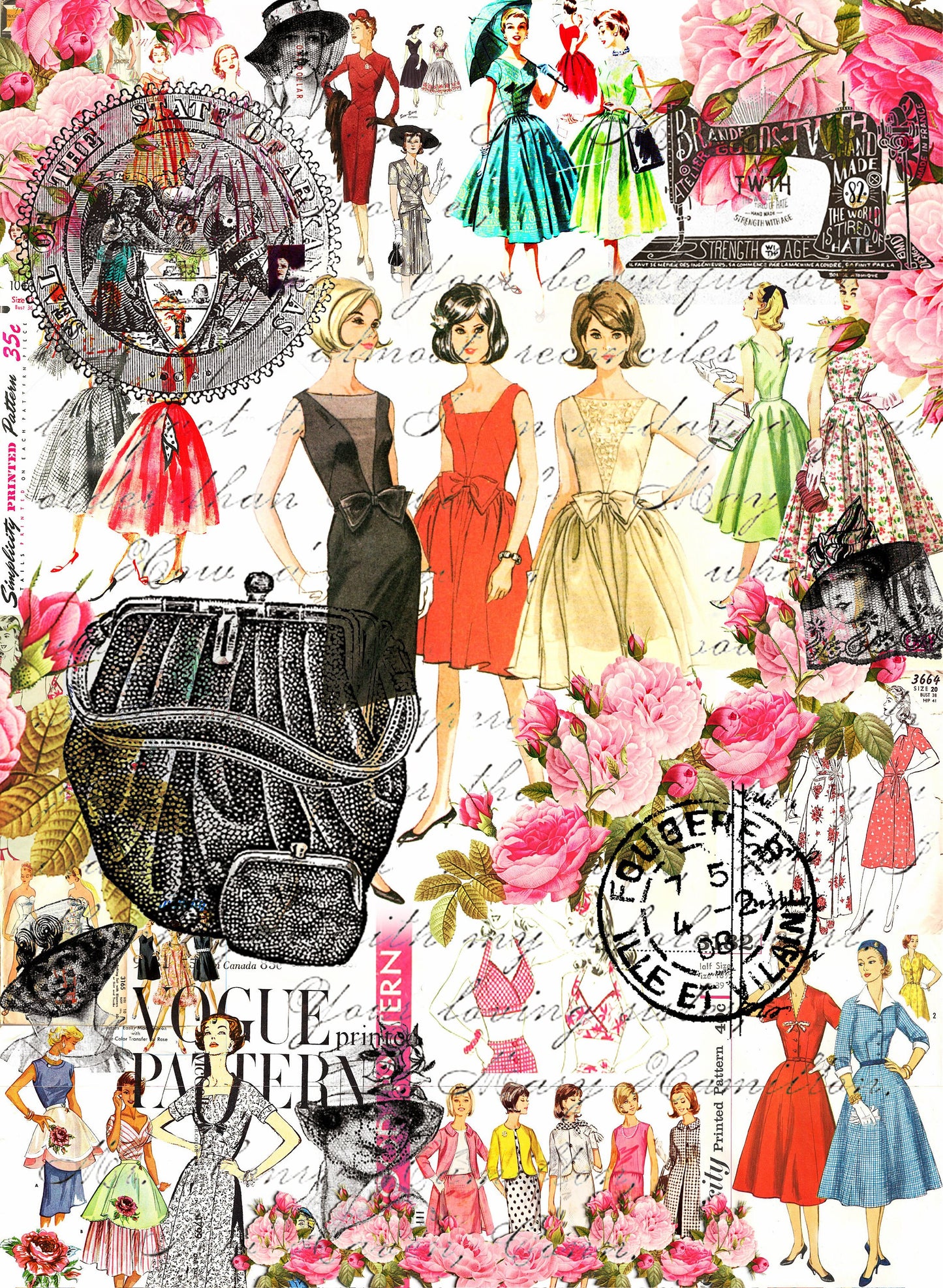 Large Decoupage Paper for Furniture - Decoupage Art - Rice Paper for Decoupage - Vintage Ladies