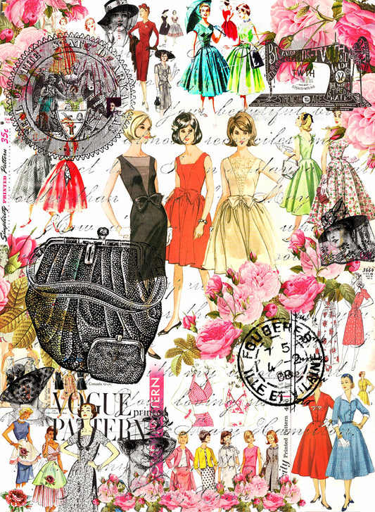 Large Decoupage Paper for Furniture - Decoupage Art - Rice Paper for Decoupage - Vintage Ladies