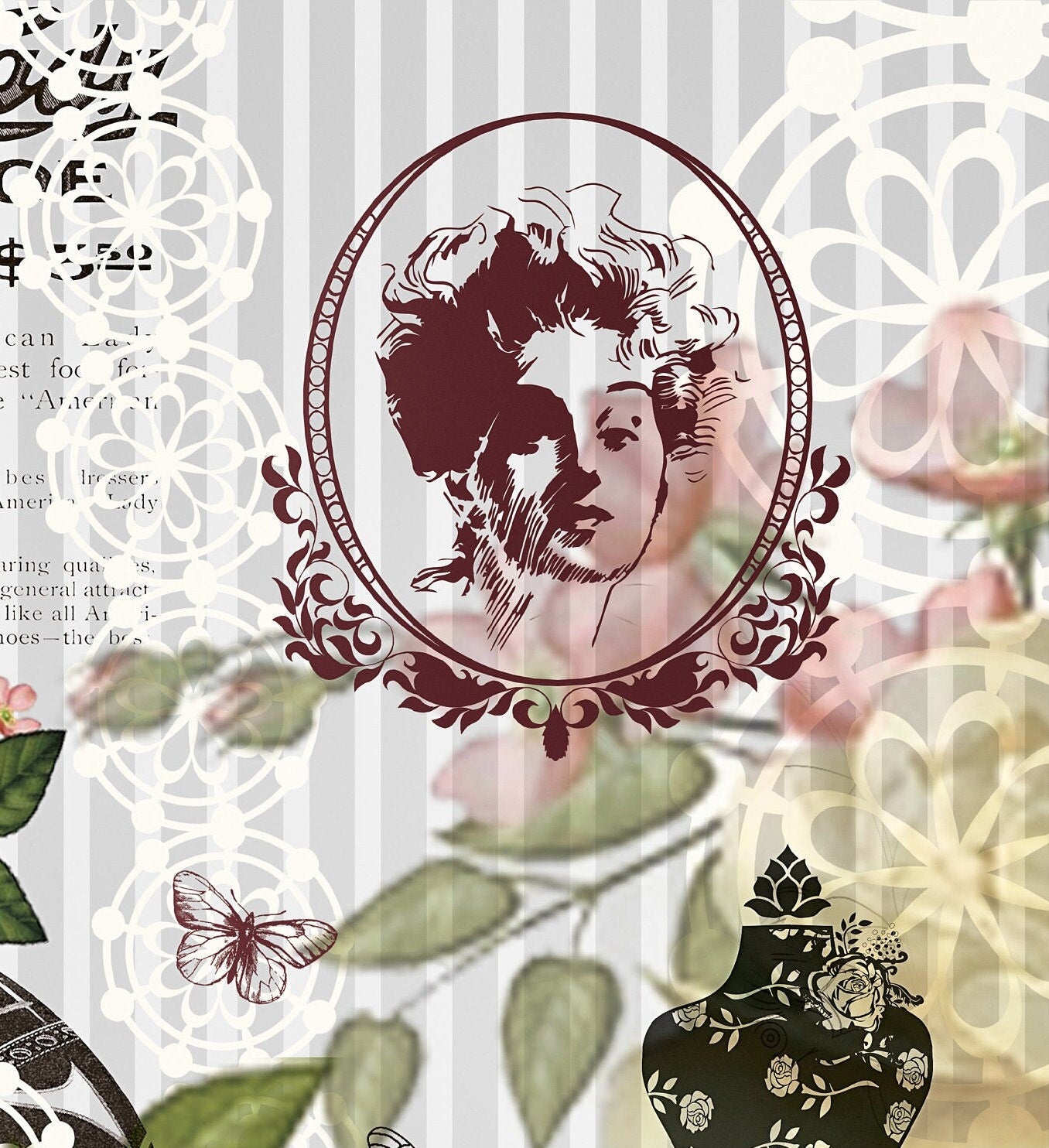 Large Decoupage Paper - Decoupage Art - Rice Paper for Decoupage - Vintage Ladies
