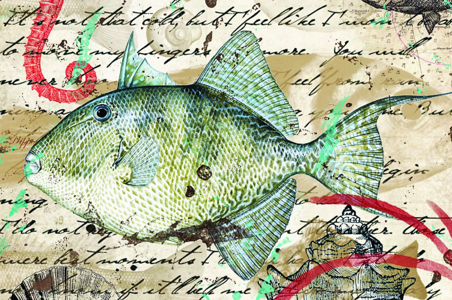 Large Decoupage Paper - Decoupage Art - Rice Paper for Decoupage - Sea Life - Fish, Seahorse