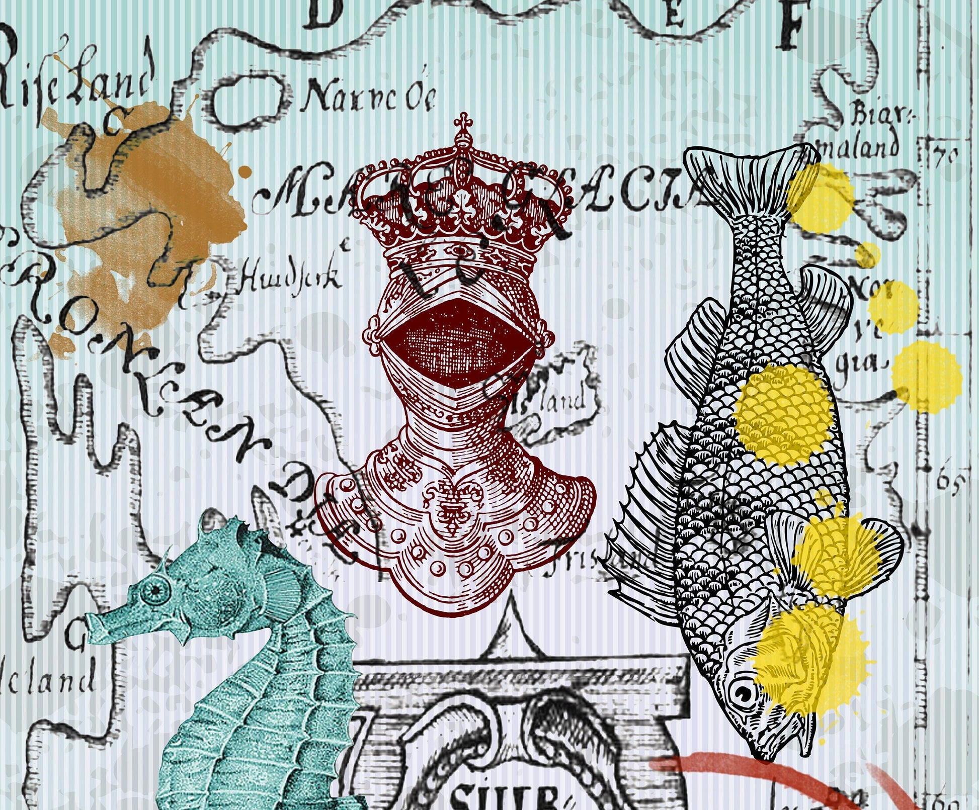 Large Decoupage Paper - Decoupage Art - Rice Paper for Decoupage - Sea Life - Fish - Seahorse