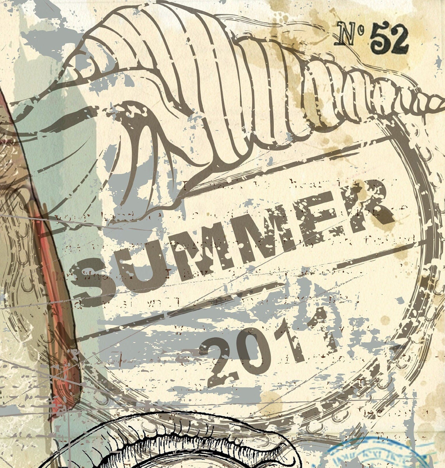 Large Decoupage Paper - Decoupage Art - Rice Paper for Decoupage - Green Fish Summer