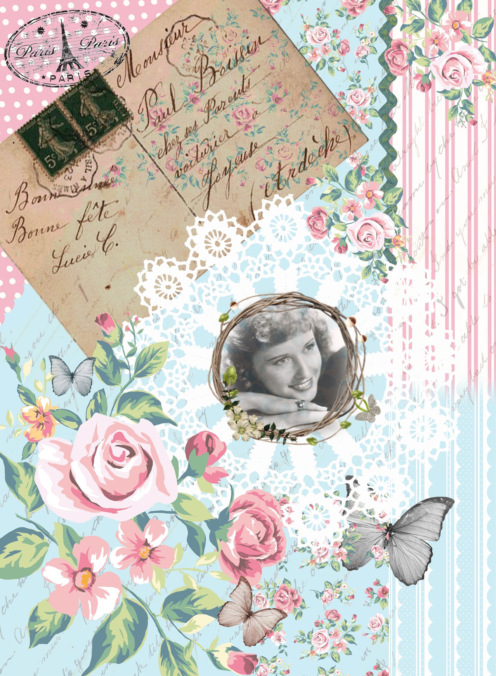 Large Decoupage Paper - Decoupage Art - Rice Paper for Decoupage - Vintage Decoupage - Roses