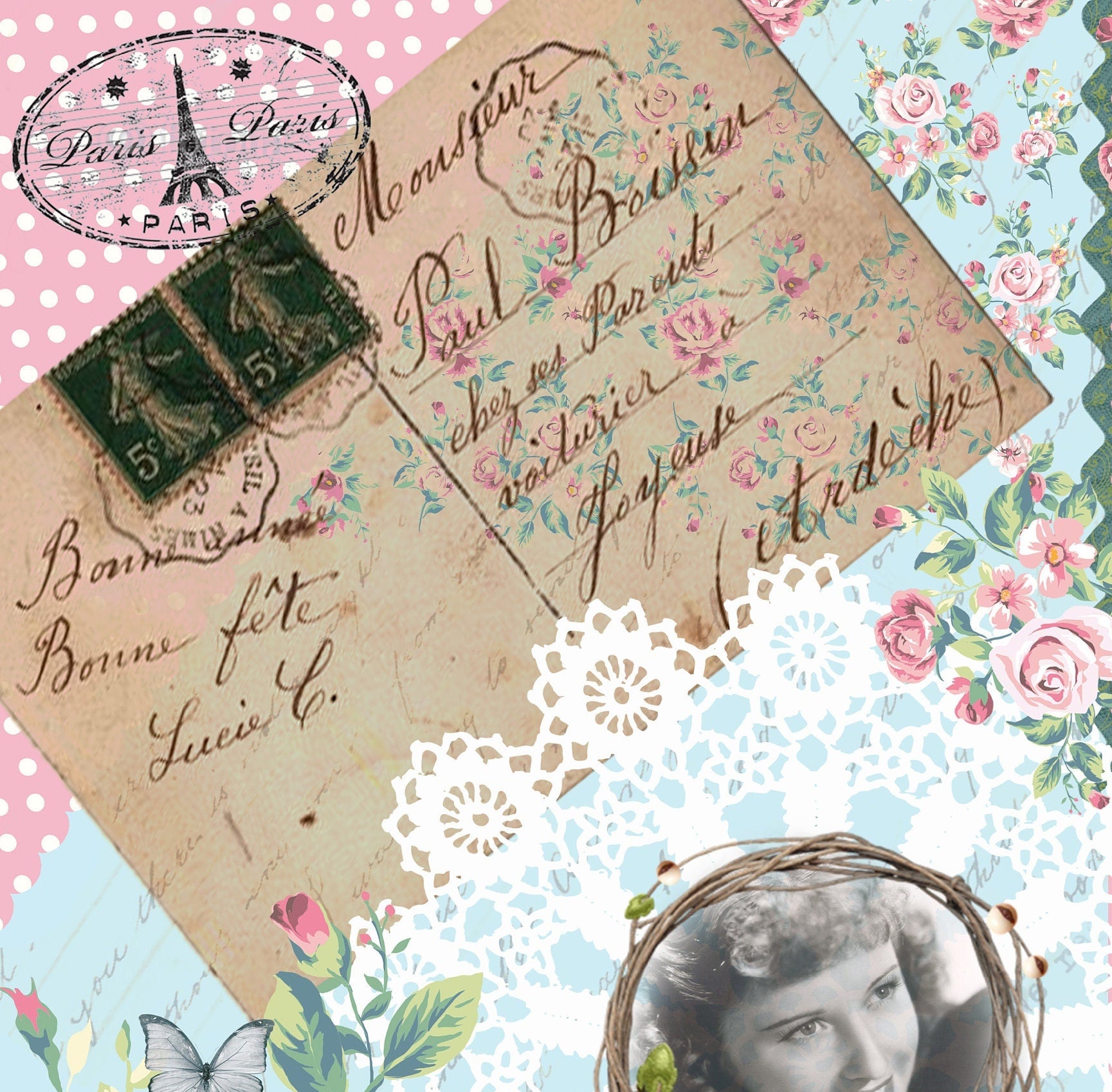 Large Decoupage Paper - Decoupage Art - Rice Paper for Decoupage - Vintage Decoupage - Roses