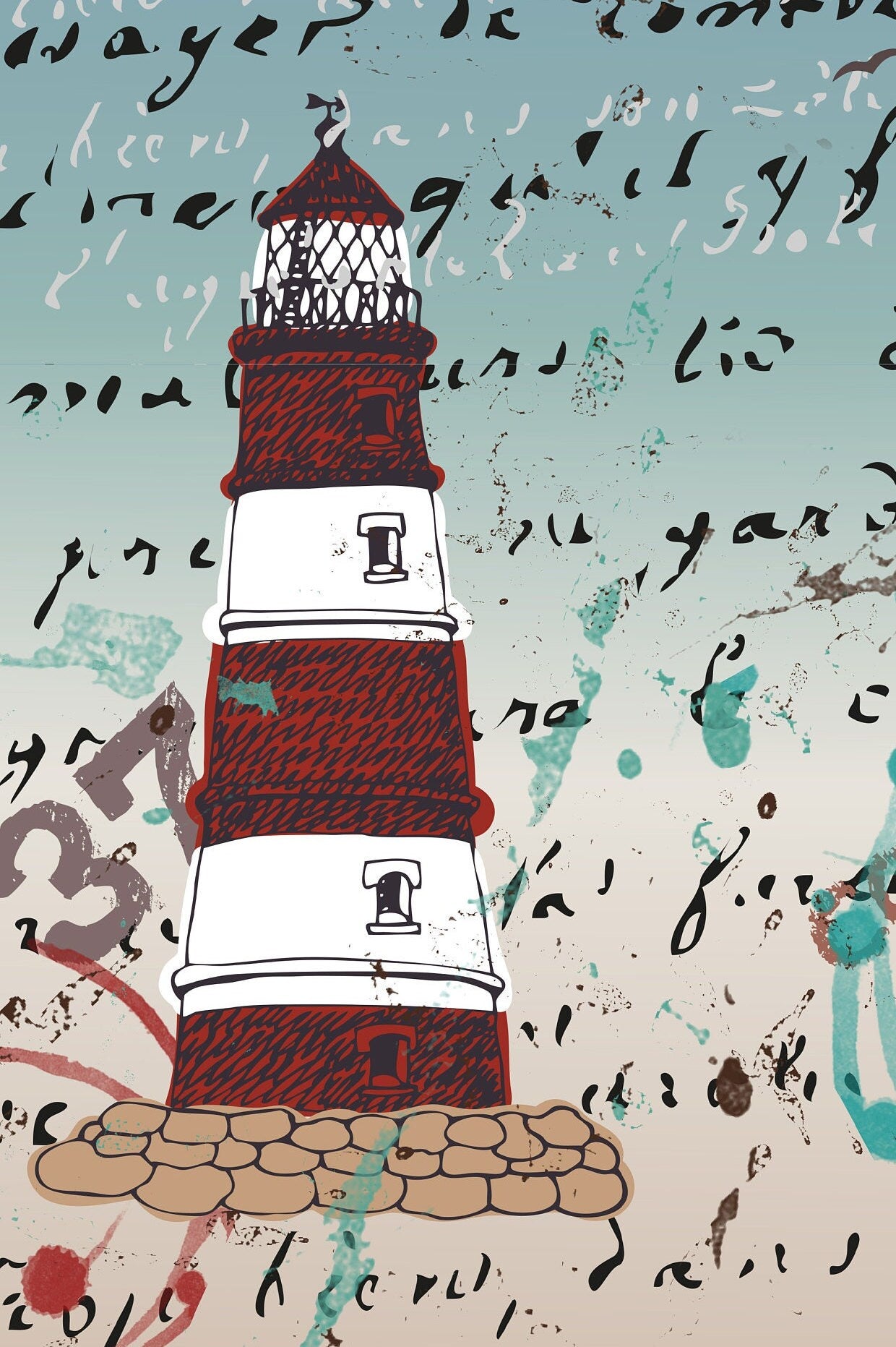 Large Decoupage Paper - Decoupage Art - Rice Paper for Decoupage - Vintage Decoupage - Lighthouse
