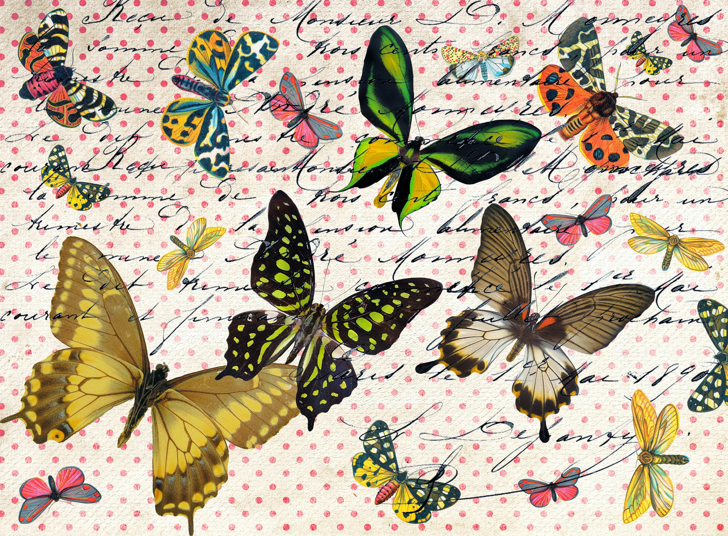 Large Decoupage Paper - Decoupage Art - Rice Paper for Decoupage - Vintage Decoupage - Butterflys