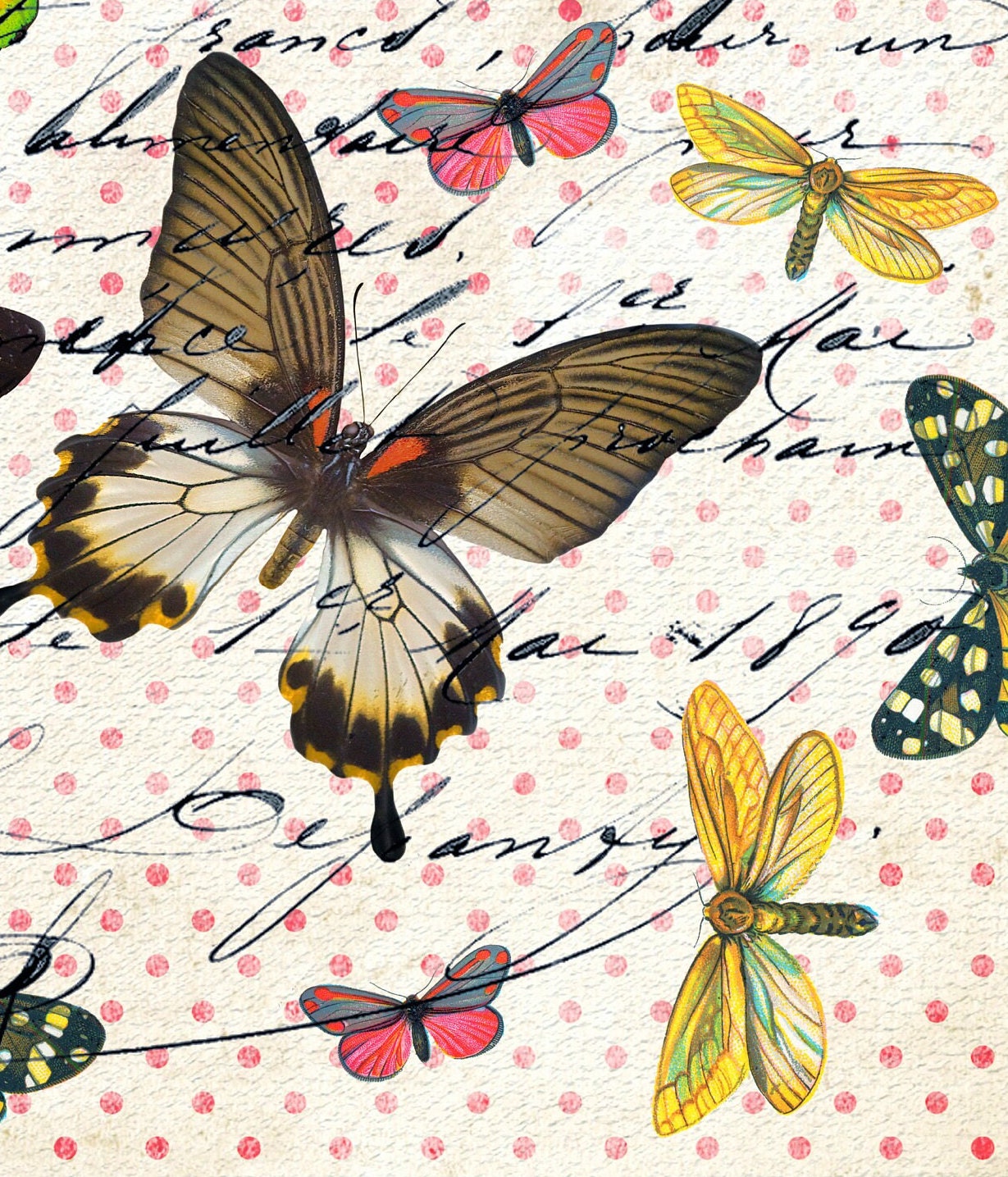 Large Decoupage Paper - Decoupage Art - Rice Paper for Decoupage - Vintage Decoupage - Butterflys