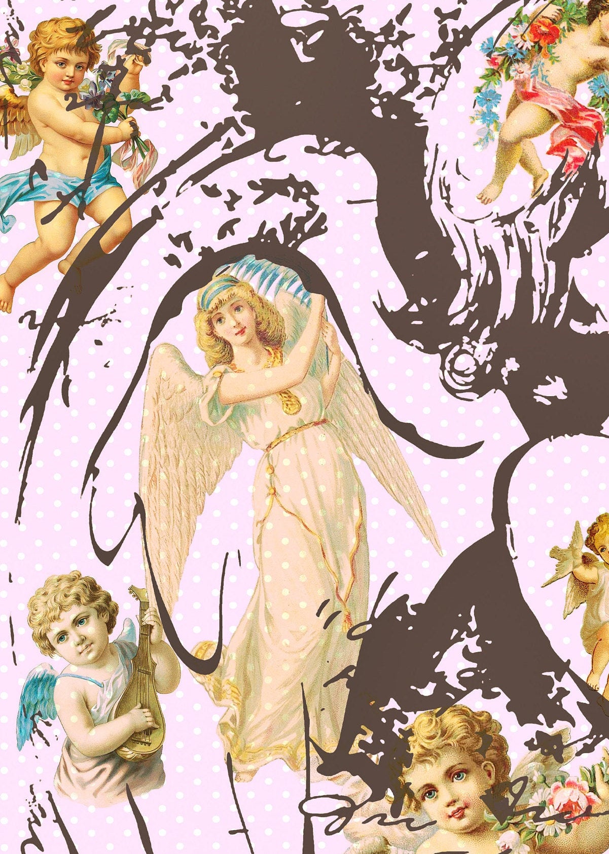 Angels - Large Decoupage Paper - Decoupage Art - Rice Paper for Decoupage - Vintage Decoupage
