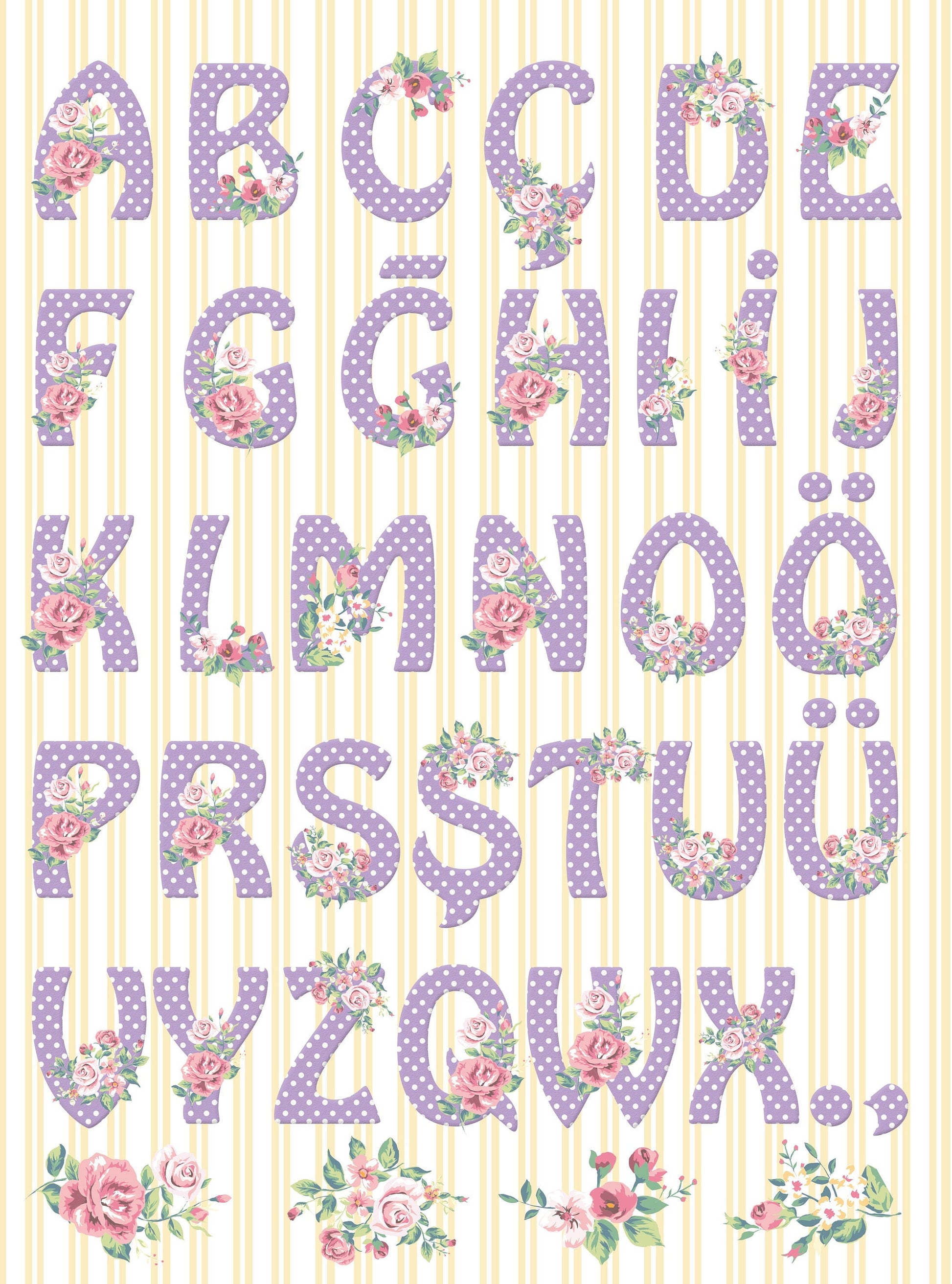 Large Decoupage Paper - Decoupage Art - Rice Paper for Decoupage - Vintage Decoupage - Floral Alphabet