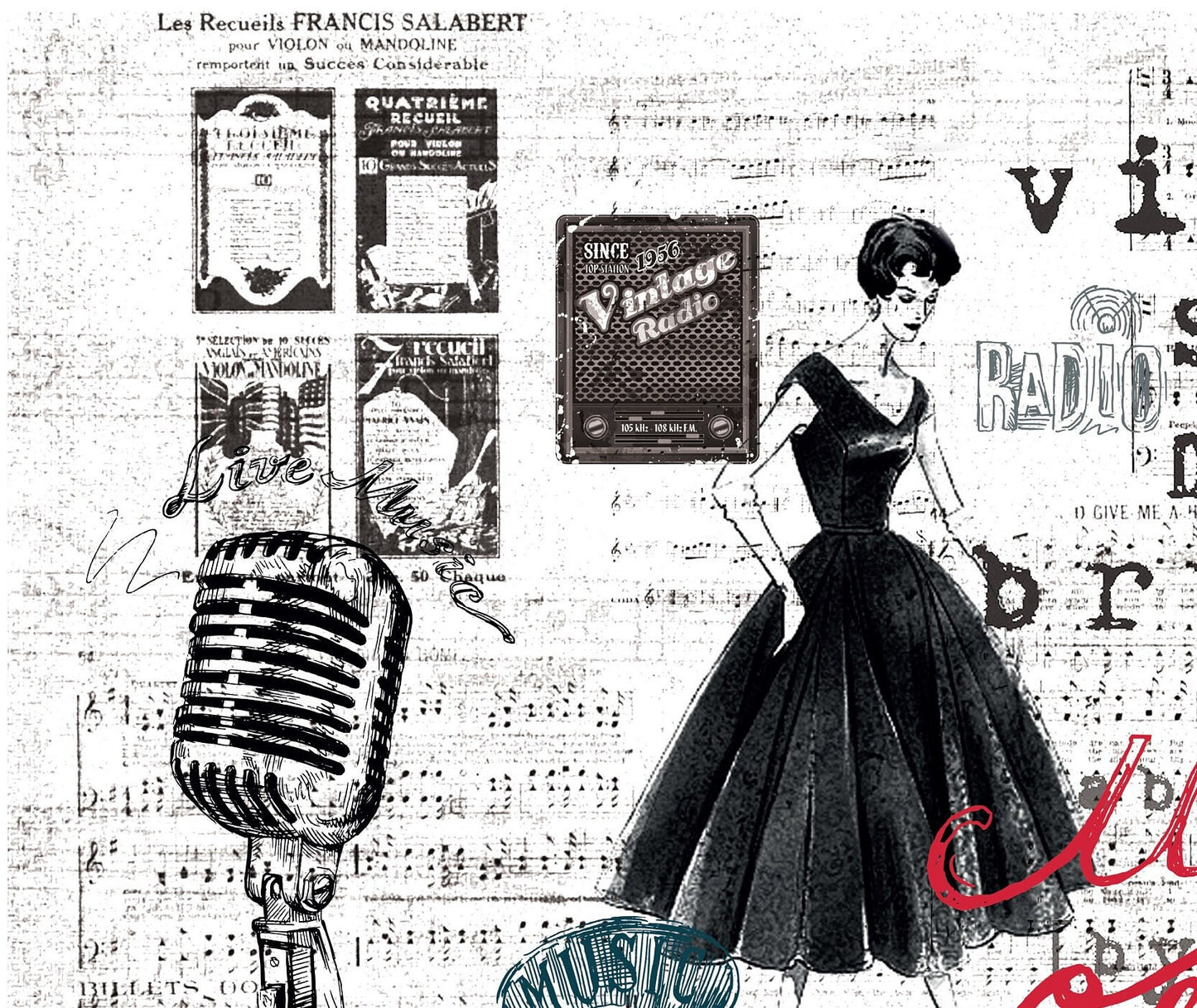 Large Decoupage Paper - Decoupage Art - Rice Paper for Decoupage - Vintage Decoupage - Music