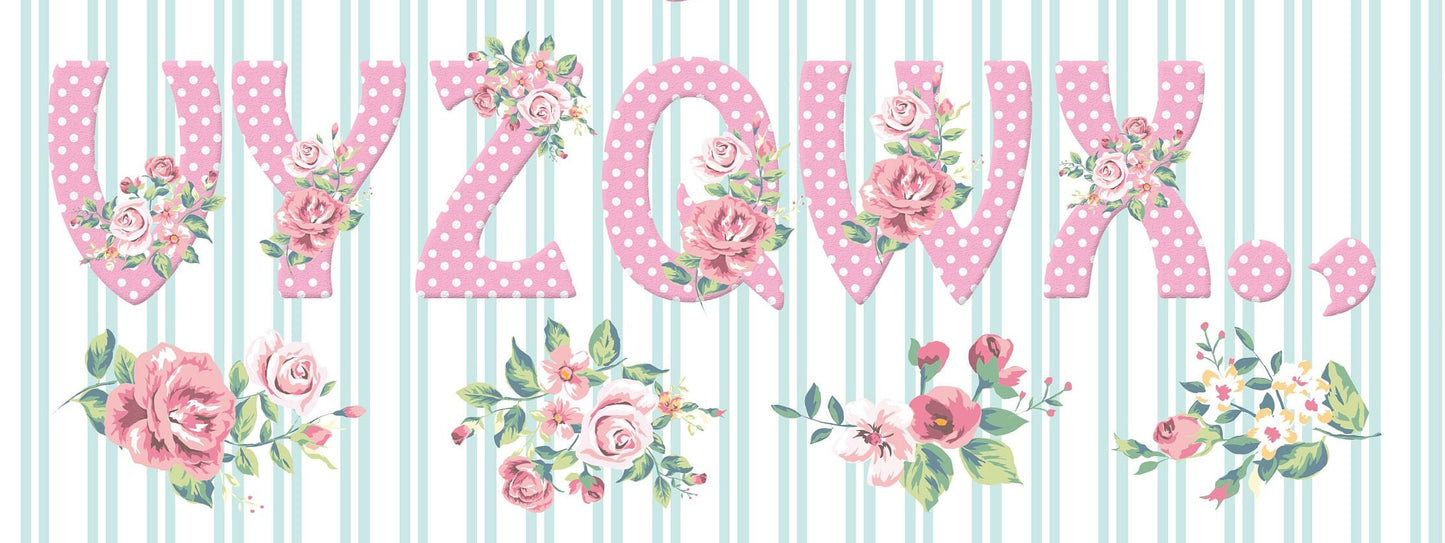 Large Decoupage Paper - Decoupage Art - Rice Paper for Decoupage - Vintage Decoupage - Floral Alphabet
